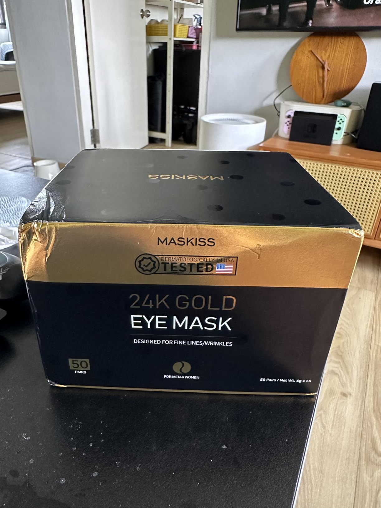 Maskiss 24k Gold Under Eye Patches (50 Pairs), eye mask, Collagen Skin Care Products, Eye Patches for Puffy Eyes, eye masks for dark circles and puffiness