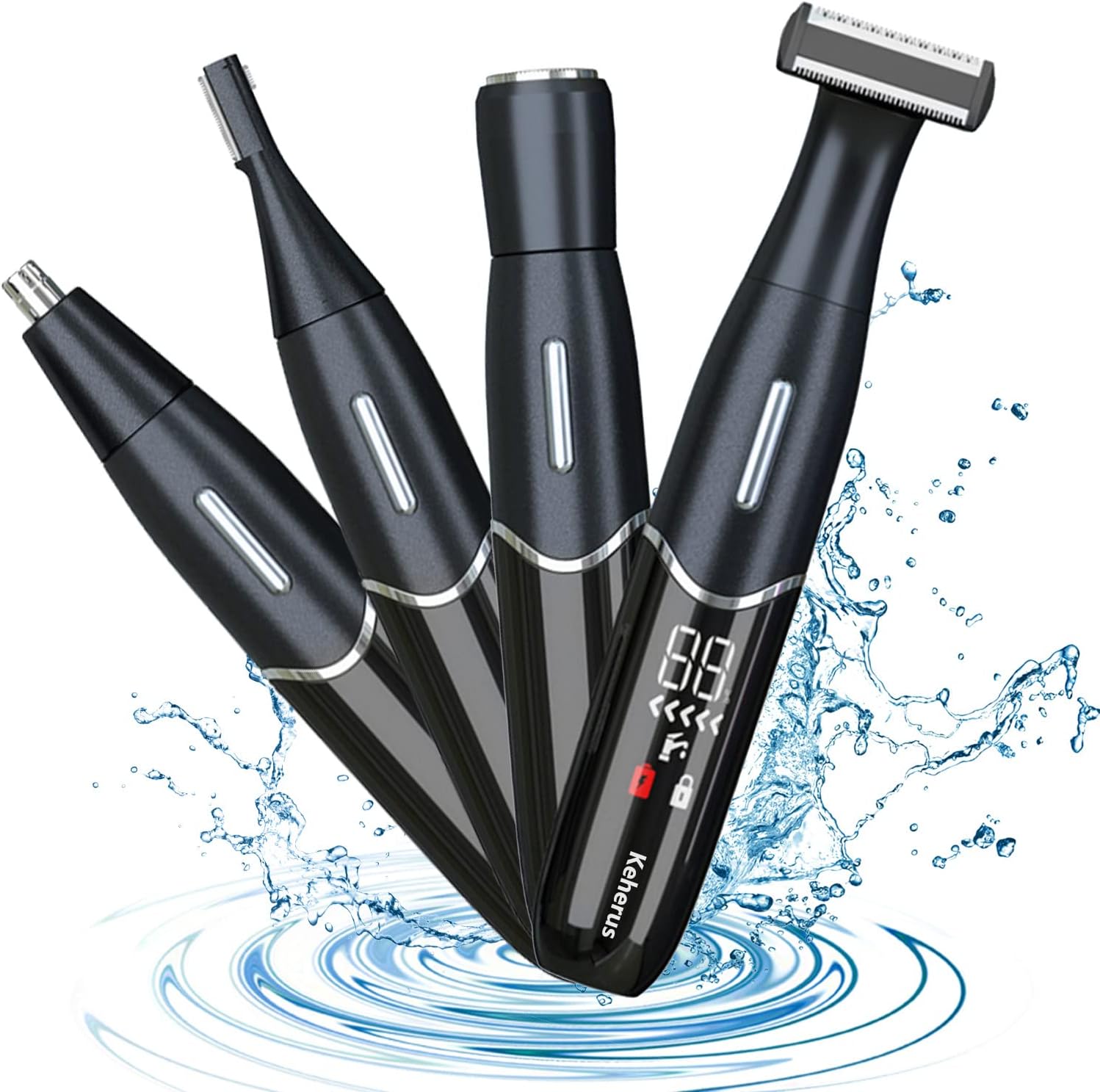 Facial Hair Removal for Women, 4 in 1 Electric Razor for Women, Keherus Wet & Dry Painless Bikini Trimmer, Rechargeable Hair Shaver Portable Changeable Trimmer for Face Eyebrow Body Bikini Leg