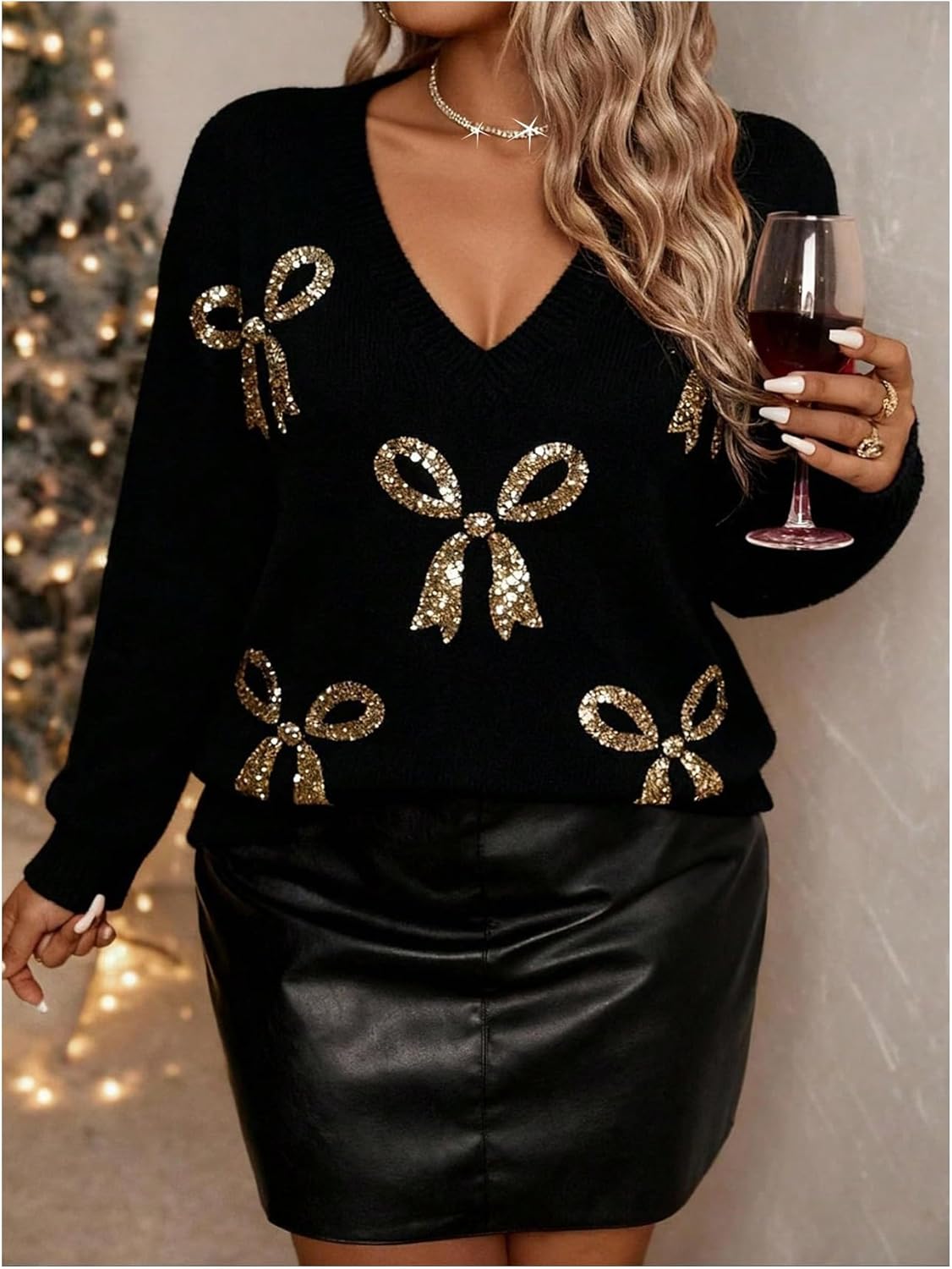 GORGLITTER Women's Plus Size American Flag Sweater Fall Chunky Oversized Long Sleeve Crew Neck Knit Tops - Image 6