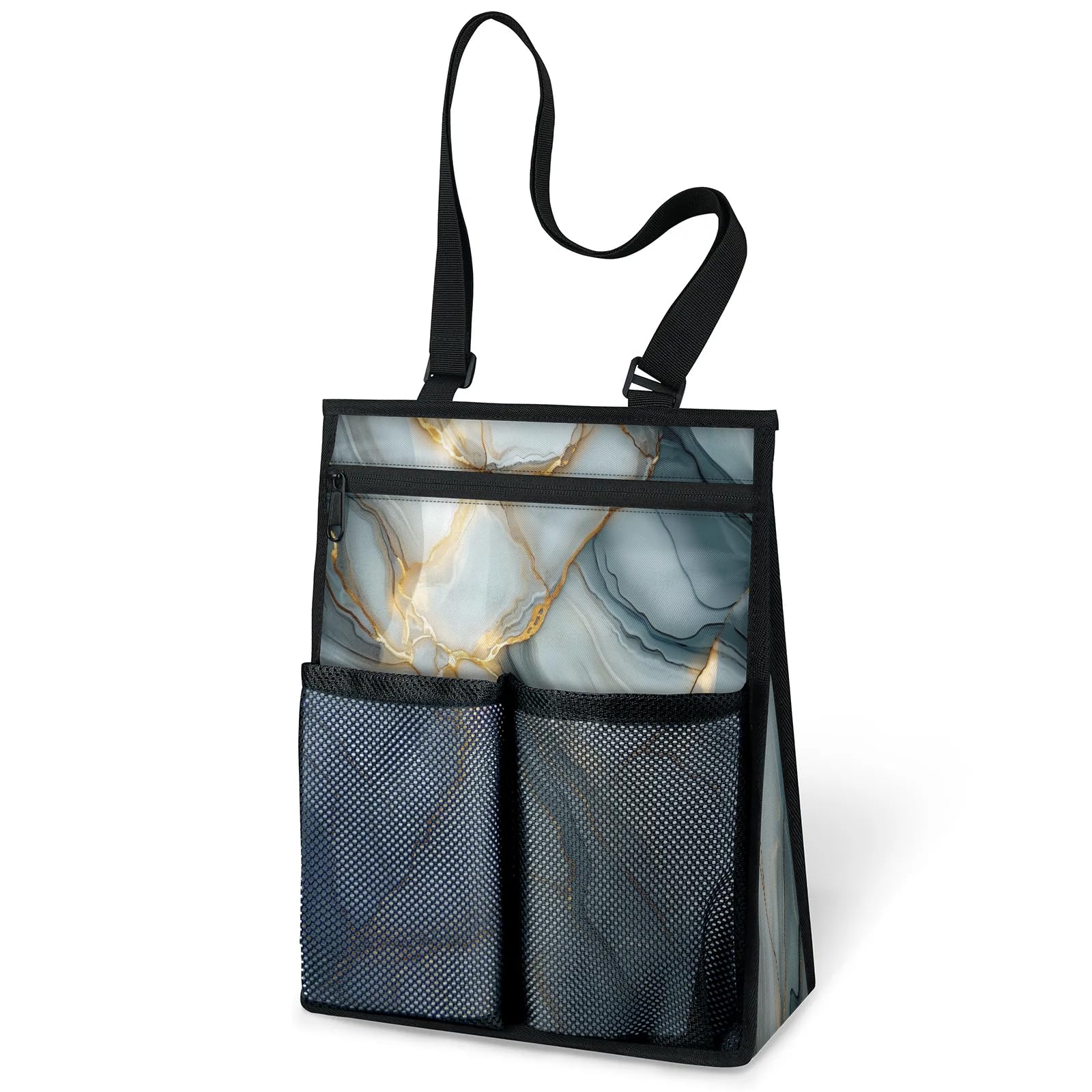 Ourtheme Marble Art Pattern Portable Shower Bag for Travel Gym Camp Beach Tote Shower Caddy Bags Hanging Toiletry