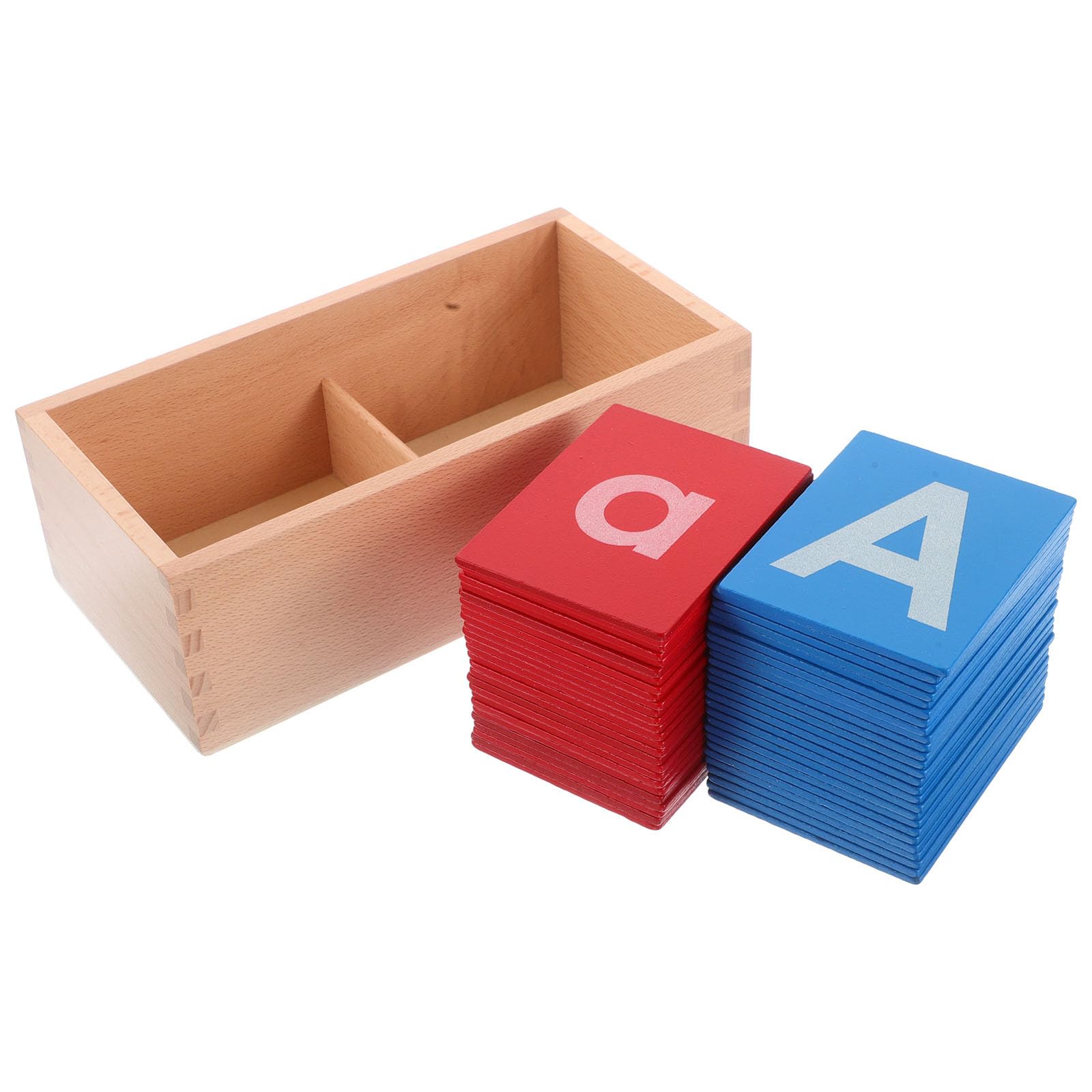 Cabilock Set Montessori di Lettere in Legno con Alfabeto di Carta Vetrata Rosso e Blu per Ragazzo Ragazza, Strumento Educativo Versatile per Asilo e Educazione Domestica