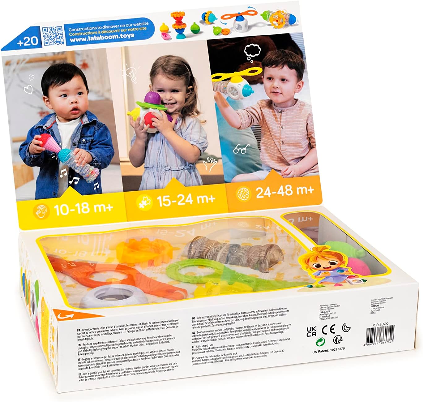 Lalaboom My First Step-by-Step Developmental Sensory 21 Piece Bead Activity Set – Pop, Twist, Mix, Stack, Spin, and Lace — STEM Focus – Dishwasher Safe - Ages 10 Months - BL600,Multicolored