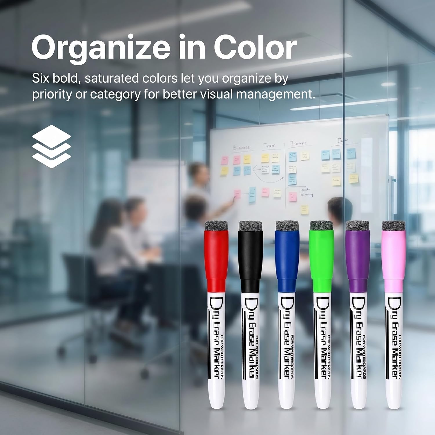  Magnetic Dry Erase Markers, Fine Tip, 6 Colors, 6 Pack | Whiteboard Markers with Eraser Cap, Low Odor Dry Erase Pens, Magnetic Markers for Whiteboards, Calendars, Refrigerators thumbnail