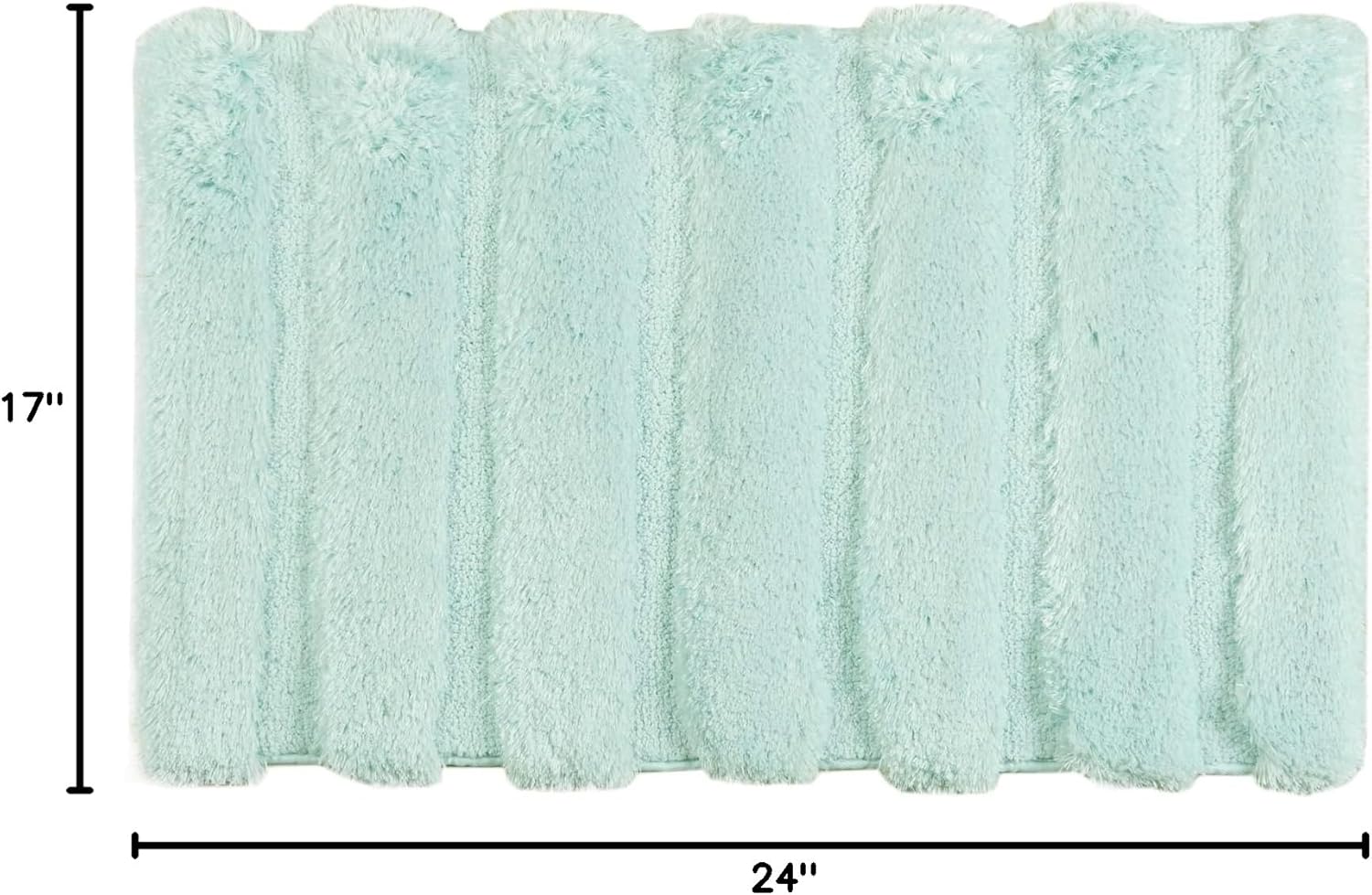 Madison Park Tufted Pearl Channel Absorbent Bathroom Rugs Non Slip Washable Bath Mat Shaggy Rugs For Bathroom Bedroom Plush Thick Soft Machine Wash Rubber Back Seafoam 17x24" 1 piece