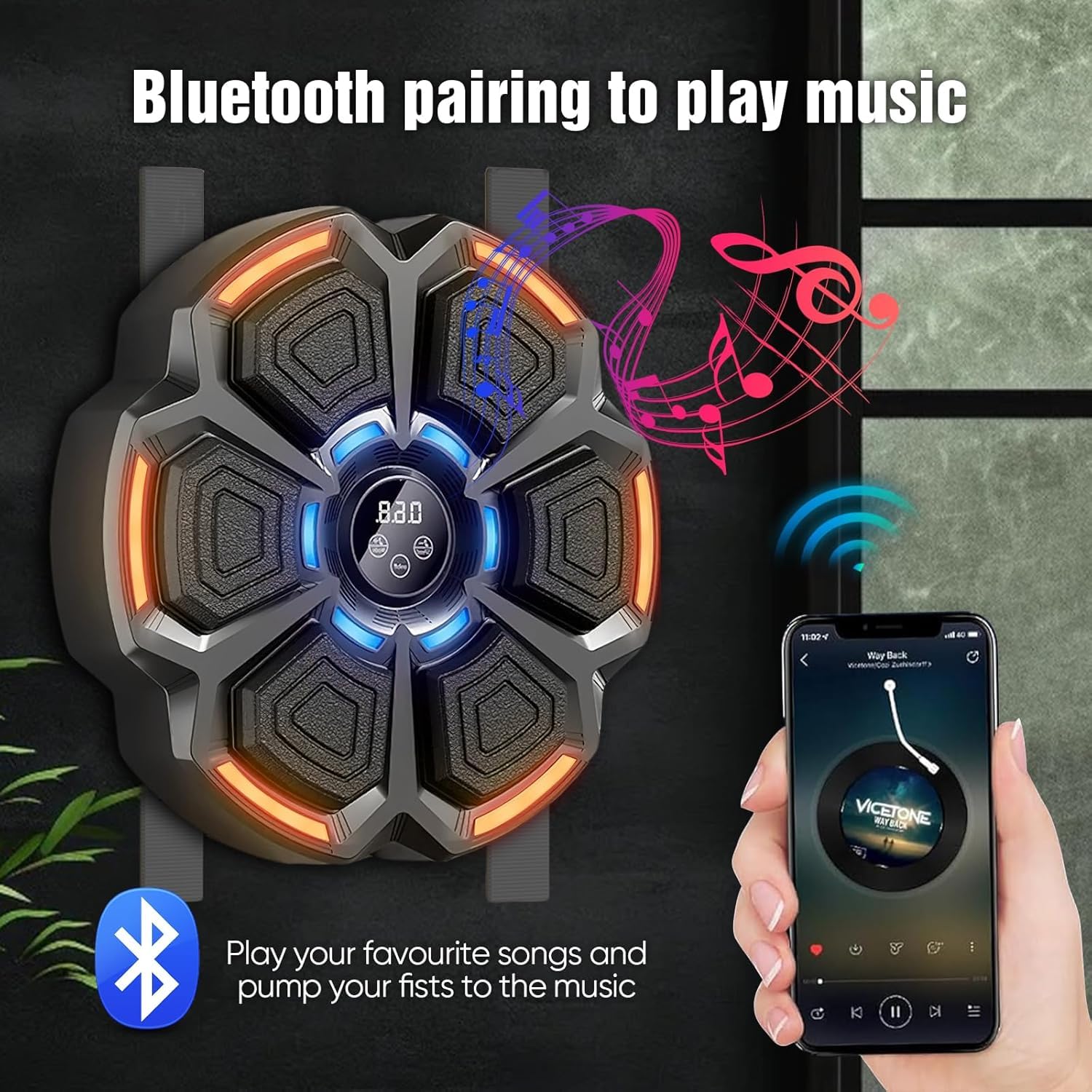 Máquina De Boxeo Musical Con Bluetooth - 9 Velocidades Ajustables, Incluye Guantes, Para Niños Y Adultos