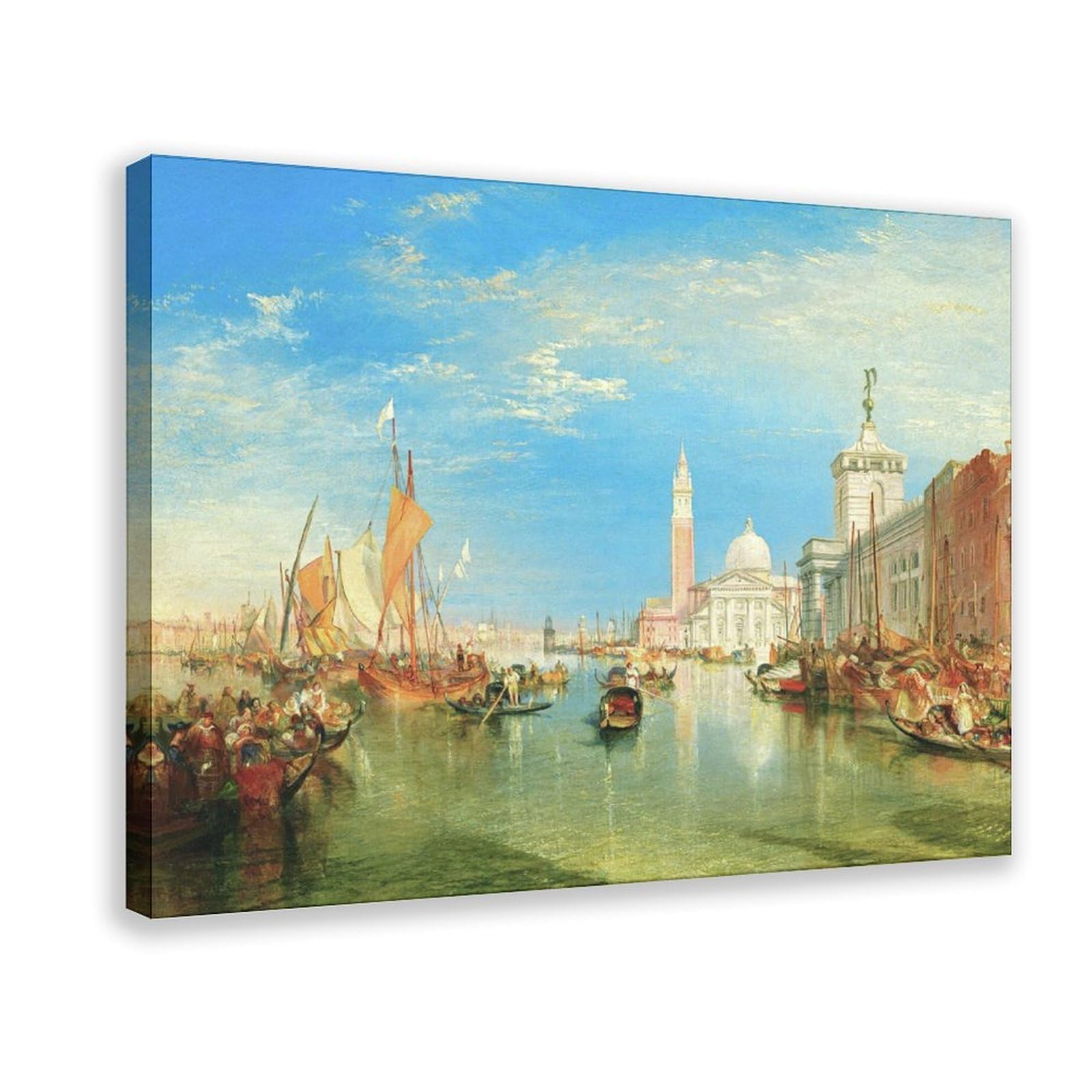 DFJyjFGJJ Joseph Mallord William Turner,The Dogana And San Giorgio Maggiore, Venice Poster Print for Teen Boys Room Wall Art Canvas Painting 12" L X 18" W