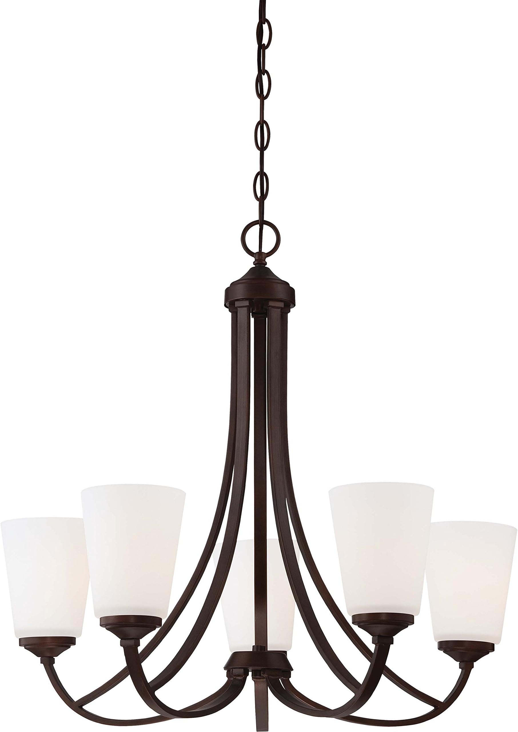 Minka Lavery 4965-284 Overland Park Glass 2 Tier with Shades Chandelier Lighting, 5 Light, 500 Watts, Vintage Bronze