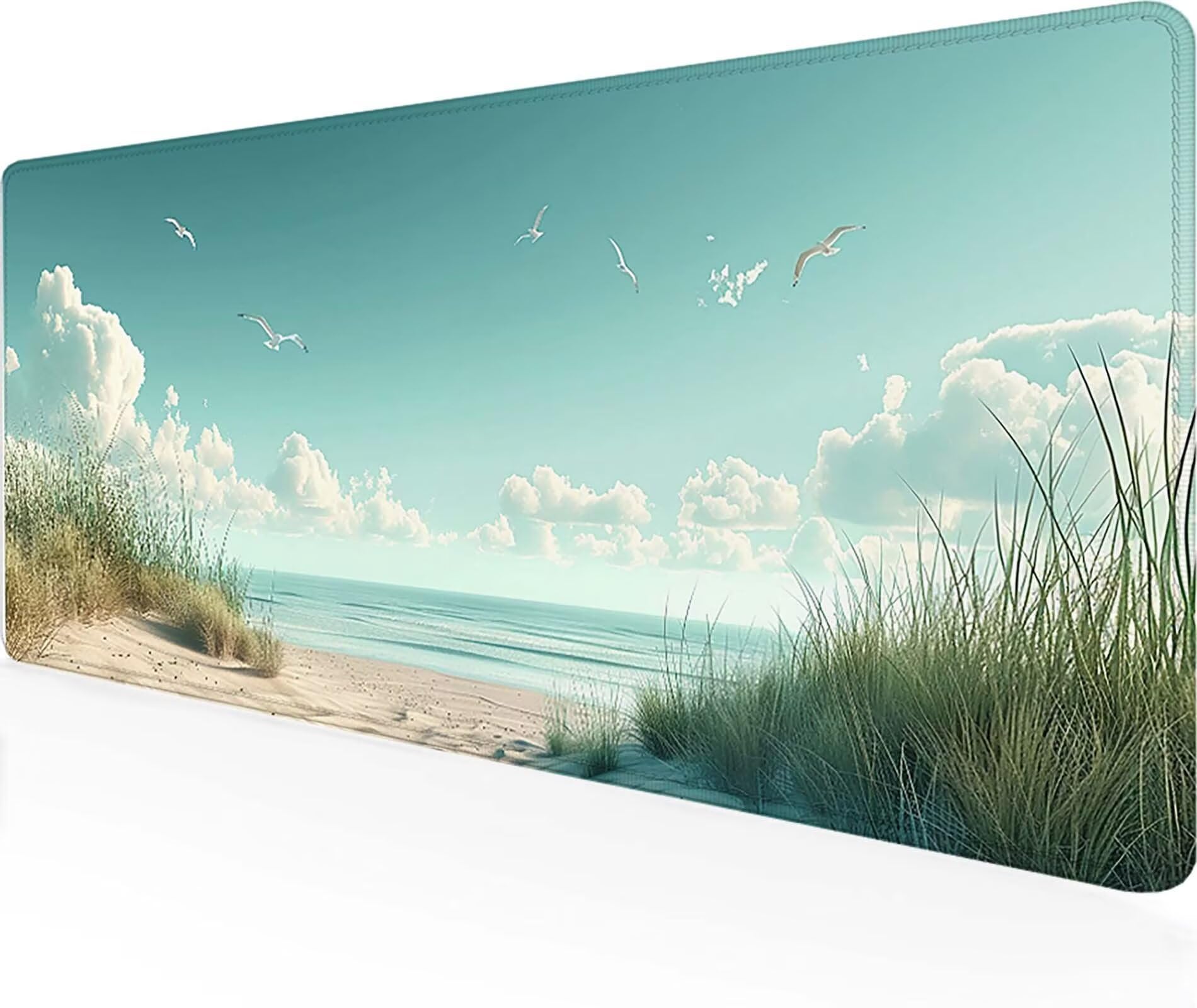 Podkładka pod mysz XXL 1200 x 600 mm, wodoodporna, podkładka na biurko, biała, gamingowa podkładka pod mysz, szyte krawędzie, akcesoria gamingowe, antypoślizgowa gumowa podstawa, podkładka pod mysz do