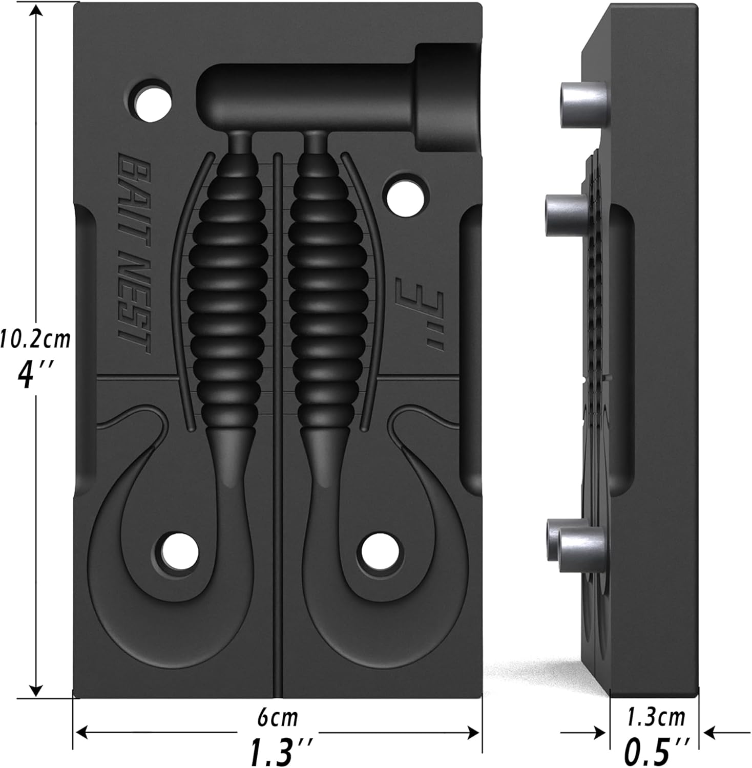 Premium Soft Plastic Lure Mold - Easy Lure Making Mold for Perfect Soft Plastic Baits Grub 3" | No Release Oil Needed | CNC Machined | High Heat Resistant | No Bubbles, No Flash