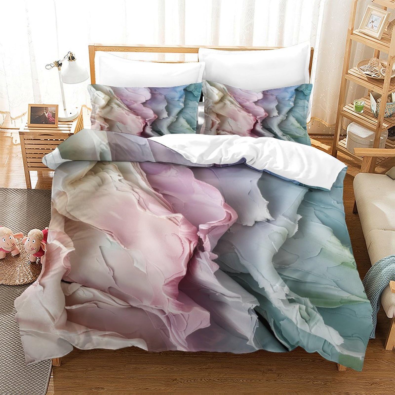 P1S9U7W5Y 3D Printed Gradient Artistic Duvet Cover Set 3pcs Microfiber Abstract Bedding Set Double（200x200cm）