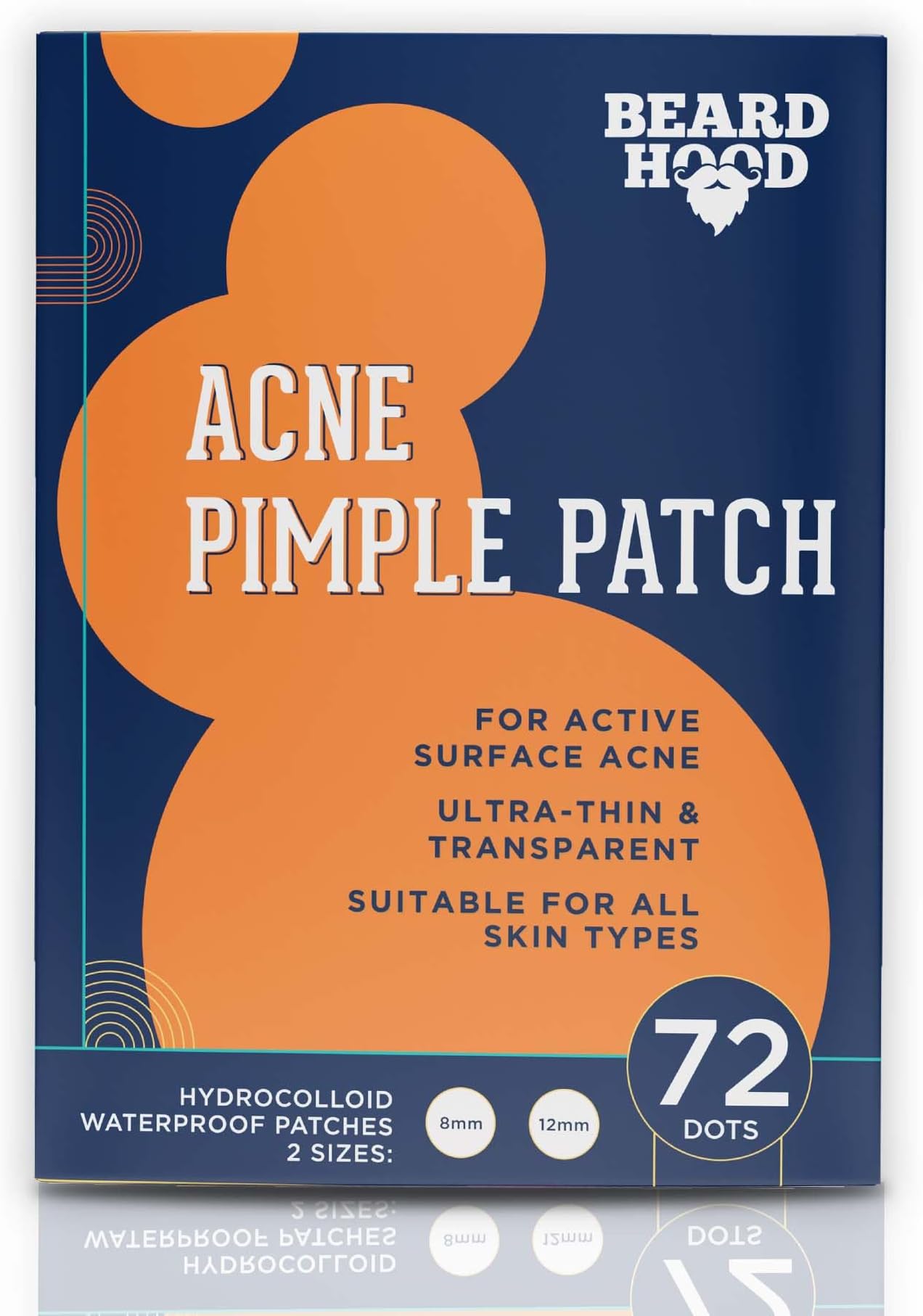 Beardhood Acne Pimple Patch | 72 Hydrocolloid Waterproof Patches | For Active Surface Acne | Absorbs Pimple Overnight, Reduces Excess Oil | For All Skin Types