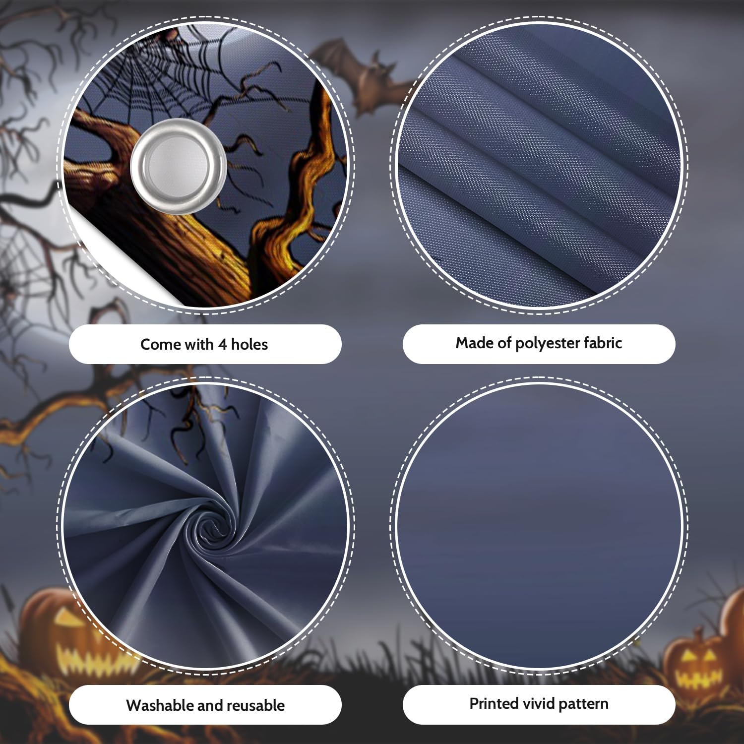 7x8ft Halloween Night Garage Door Decor Full Moon Bat Filled Sky Scene Evil Pumpkin Spooky Tree Fog Atmosphere Garage Door Cover for Halloween Party Inspired Backdrop Decor