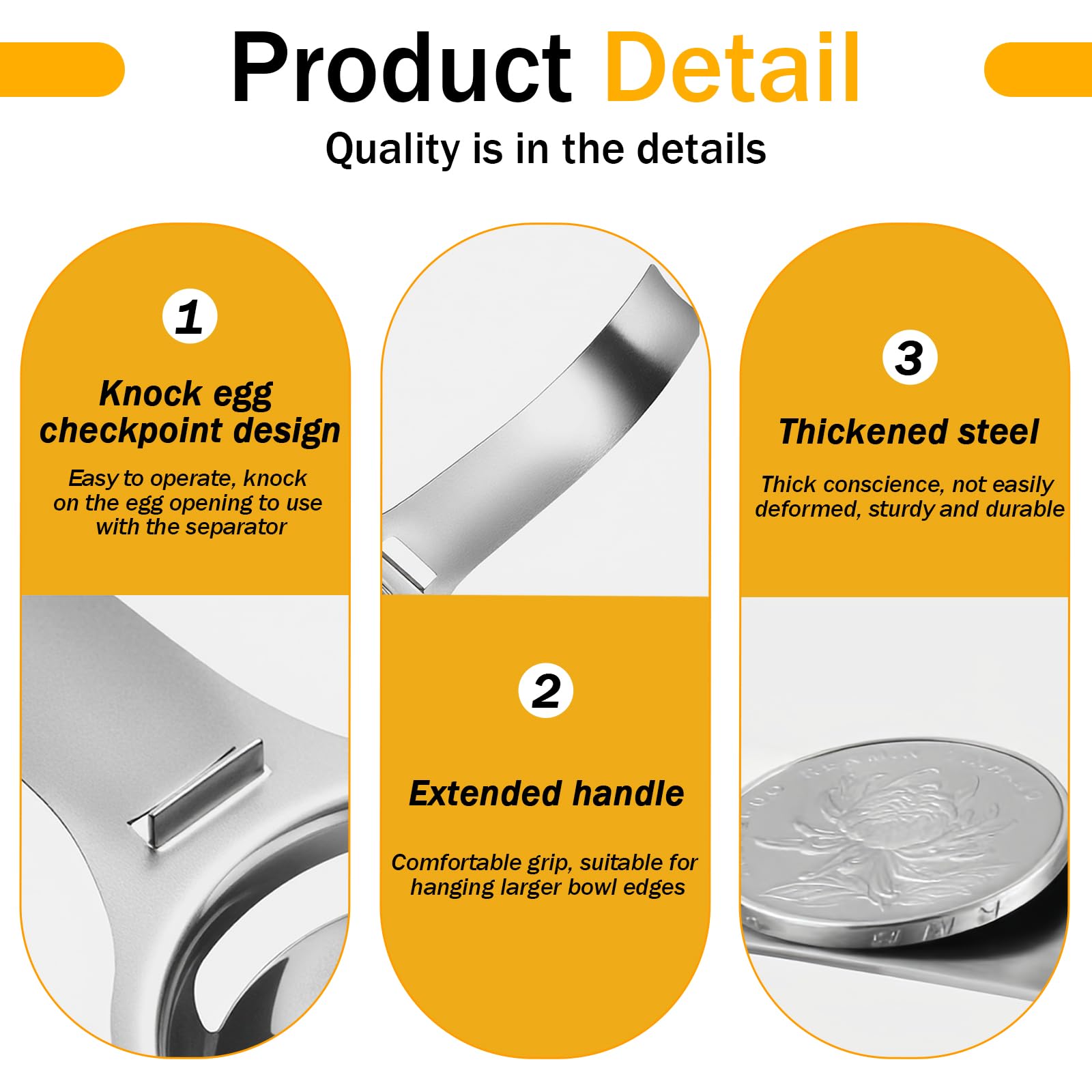Separatore per Tuorlo D'uovo in Acciaio Inox, Filtro per Uova Bianco Egg Separator Stainless Steel Bianco Uovo Separazione Strumento da Cucina Separa Albume Separare Tuorli e Albumi
