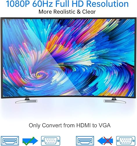 Miniatura 3 de Yinker Adaptador HDMI a VGA, paquete de 5, adaptador HDMI a VGA, chapado en oro, macho a hembra, convertidor de pantalla de extensión duplicada para