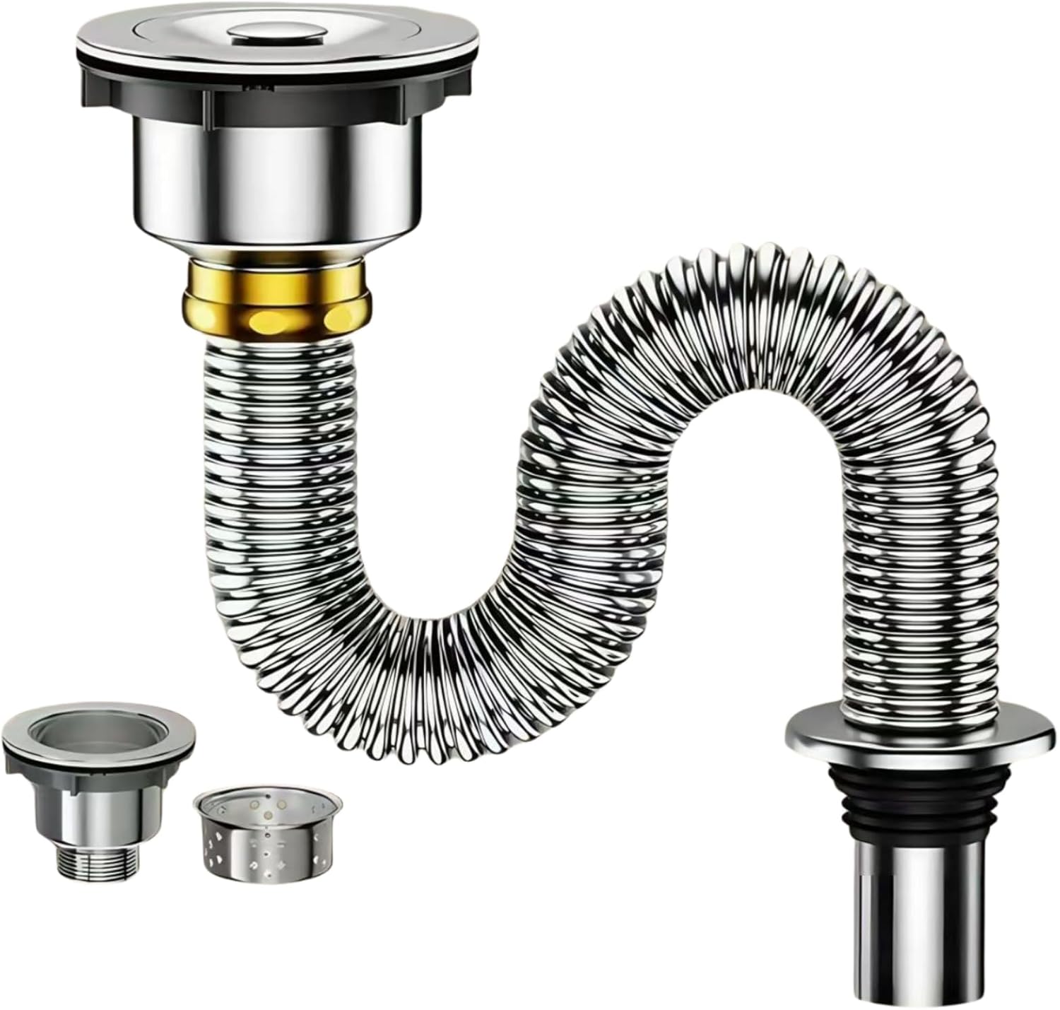 P-Trap, 201 stainless steel flexible sink pipe replacement kit product image