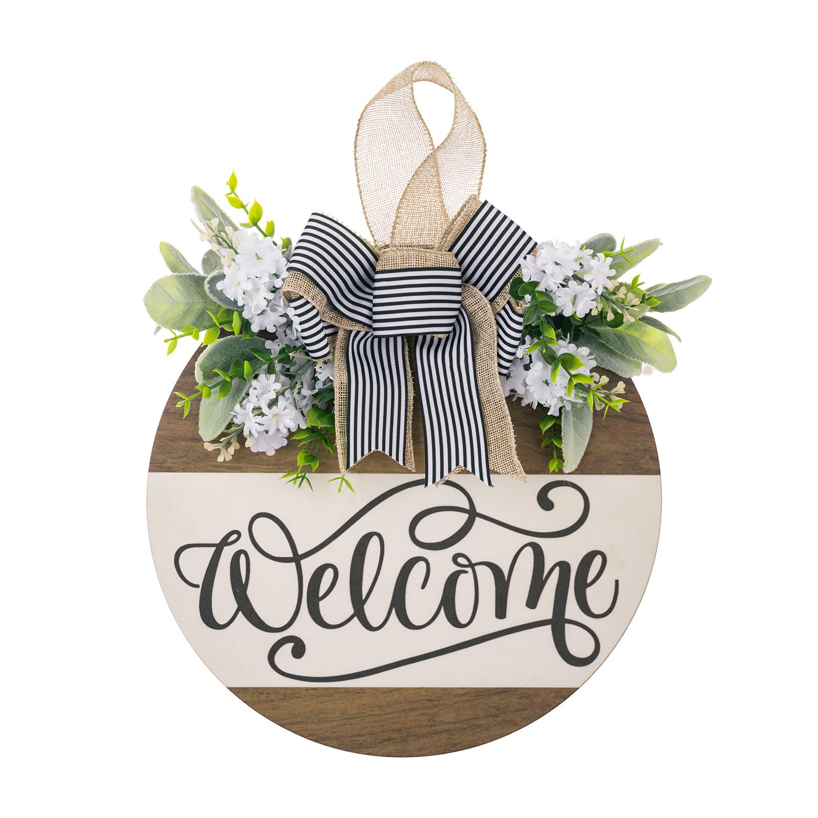 Kalttoy Welcome Sign Door Wall Pendant Wood Hangings Flower Bowknot Wreath Decors for Garden Farmhouses Home Decorations Personalized