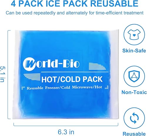 Miniatura 6 de Paquetes de hielo flexibles y suaves para lesiones, compresas frías reutilizables, compresas frías y calientes para dolor articular y muscular,