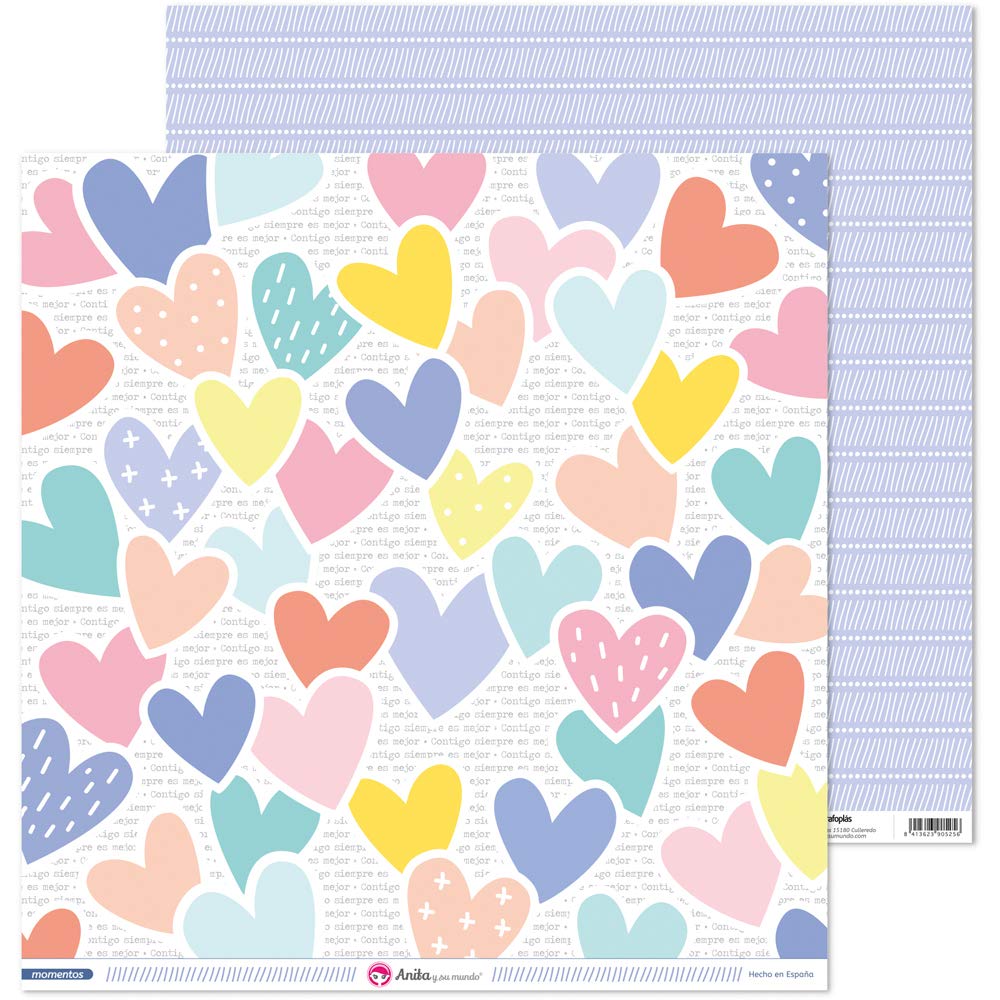 Anita and Su Mundo Collection Moments Scrapbooking Papers, Paper, Hearts, 12" x 12"