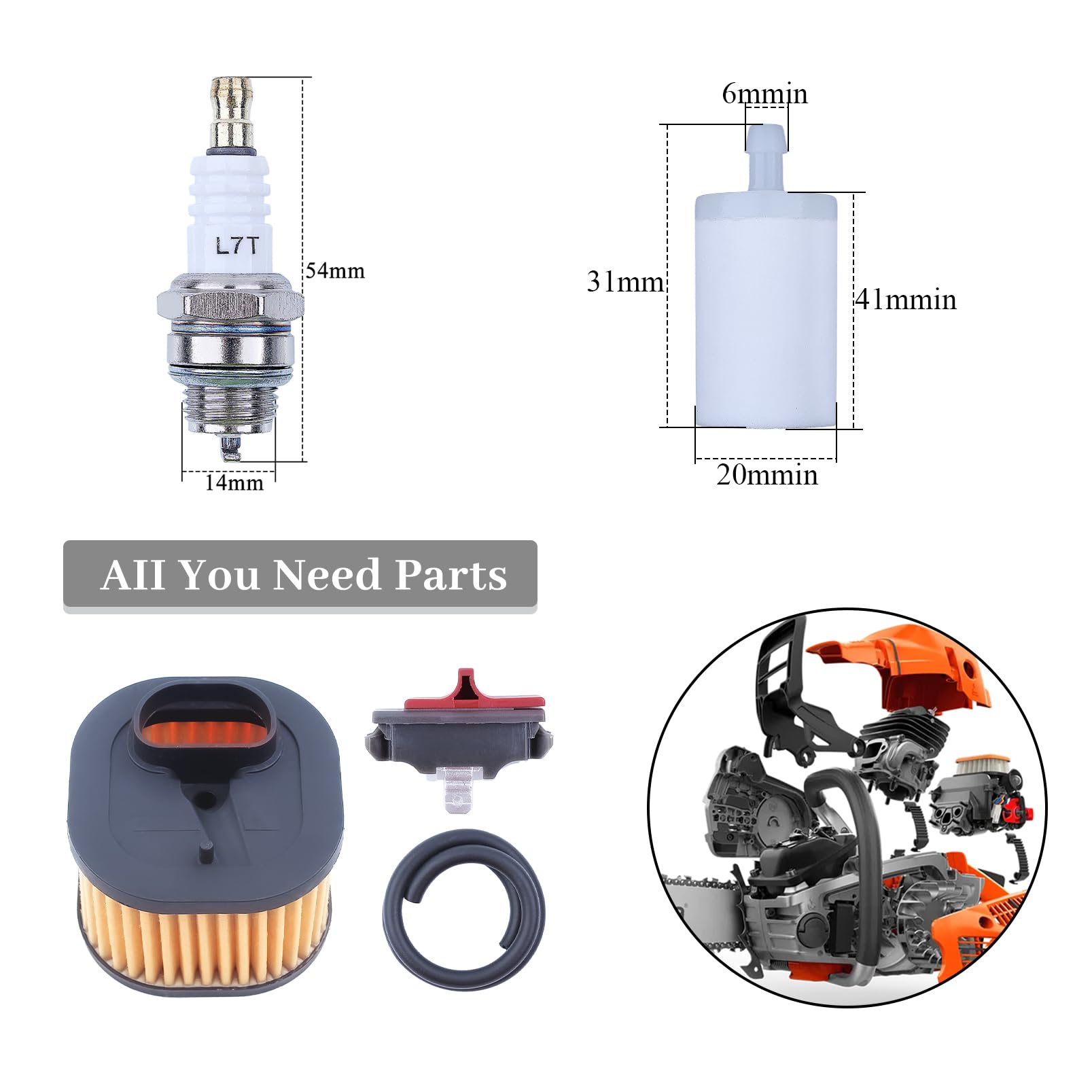 Ersatzteile-Set Für Husqvarna Kettensägen – Ölpumpe, Filter, Leitung, Zündkerze Für 362, 365, 372XP Uvm.