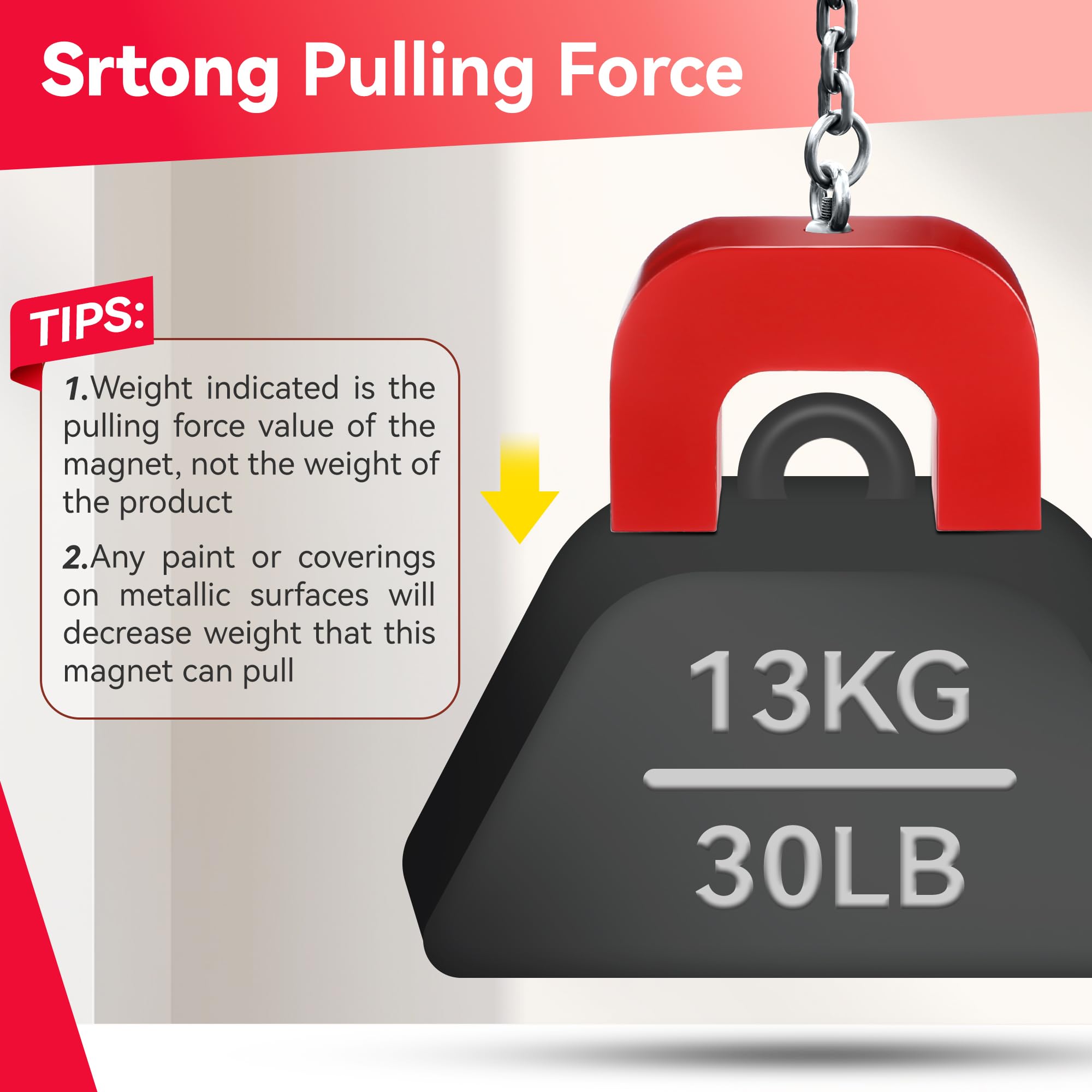 Horseshoe Alnico U Shaped Magnet Utility Magnet, 30 lb Pull, Red, 1 Pcs — Amazon image 4