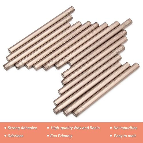 Miniatura 6 de AHIER - Varillas de cera de sellado con pistola de pegamento, varillas de pegamento para sello de cera dorado champán para sello de cera retro