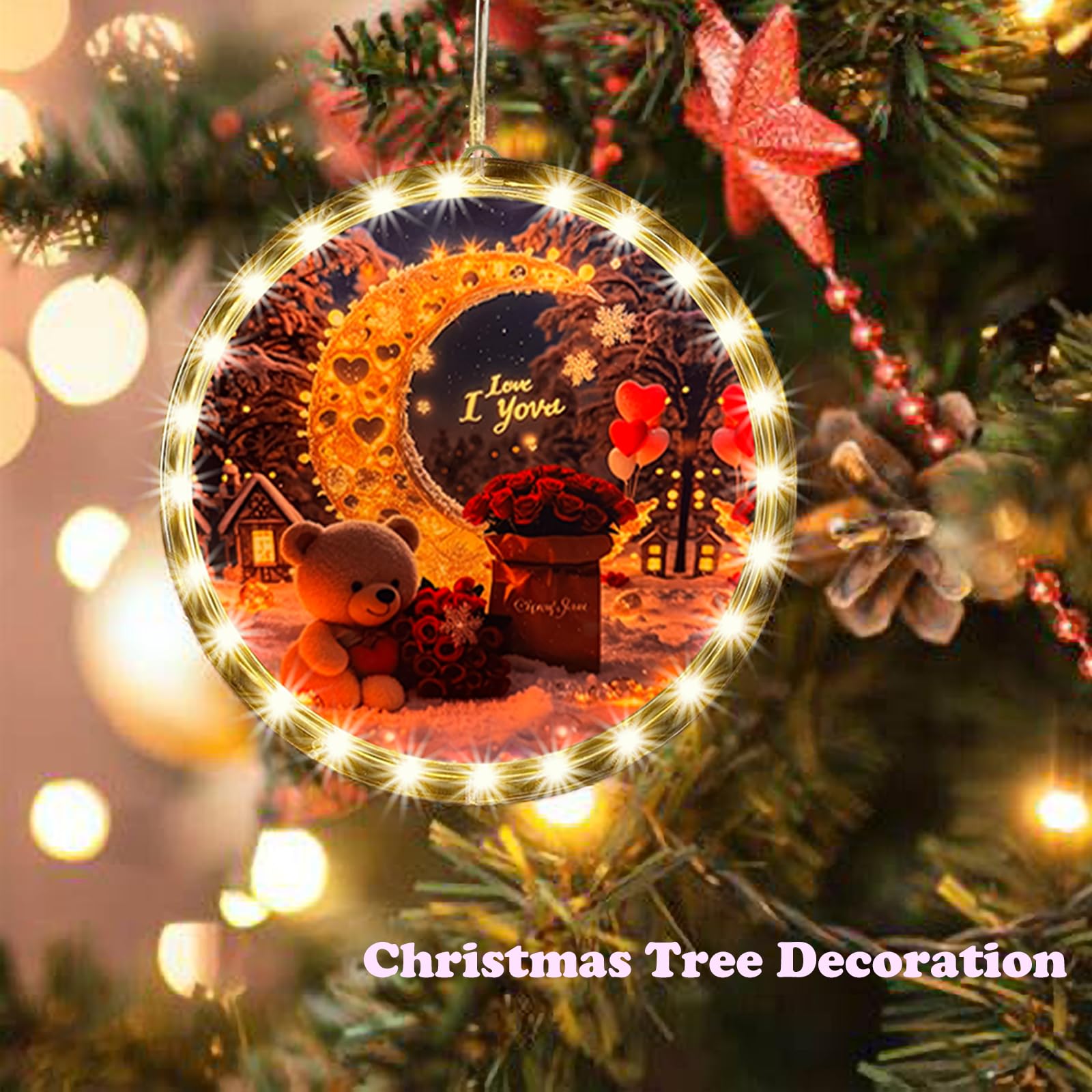 PONYOTOP LED Decorative Hanging Lamp Window Lights for Girlfriend Boyfriend Valentine's Day Anniversary Birthday Gifts for Couples Romantic Keepsake with Gift Box