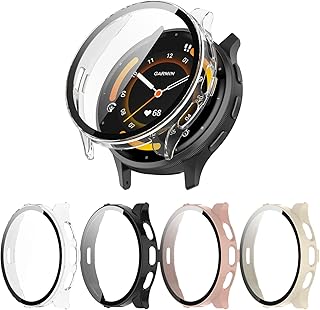 [4-Pack] Case with Tempered Glass Screen Protector Compatible with Garmin Venu 3S (41MM), Ultra-Thin Bumper Full Coverage Protective Hard PC Cases Face Cover for Men Women