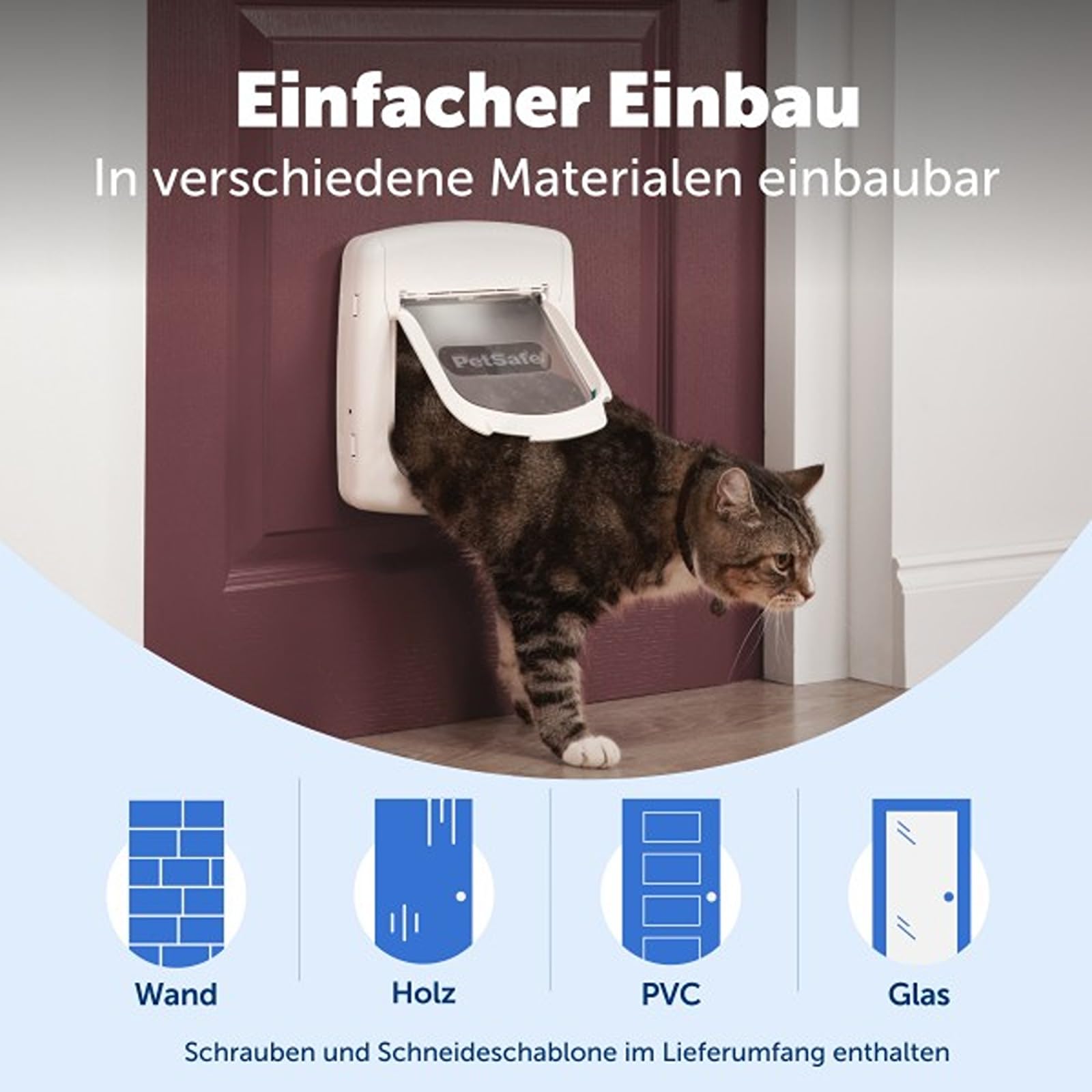 PetSafe Staywell Magnetische Katzenklappe Deluxe, Magnet-Schlüssel gibt nur Ihrer Katze Zugang - hält fremde Tiere draußen, mit 4 Verschlussoptionen, für Katzen bis zu 7 kg, Weiß