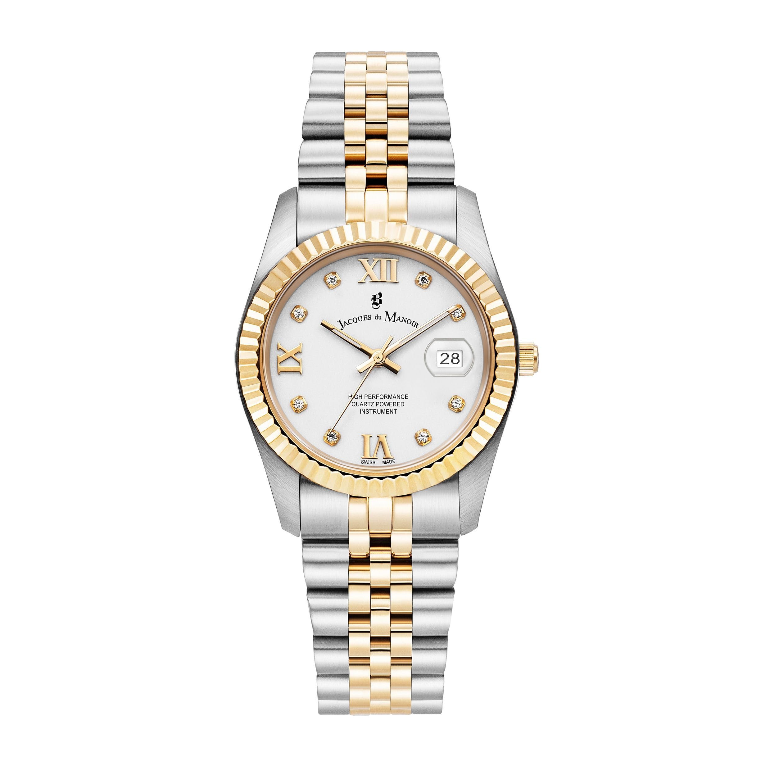 Jacques Du Manoir Swiss Made Ladies Inspiration Roman Gold Plated Stainless Steel Bracelet Watch