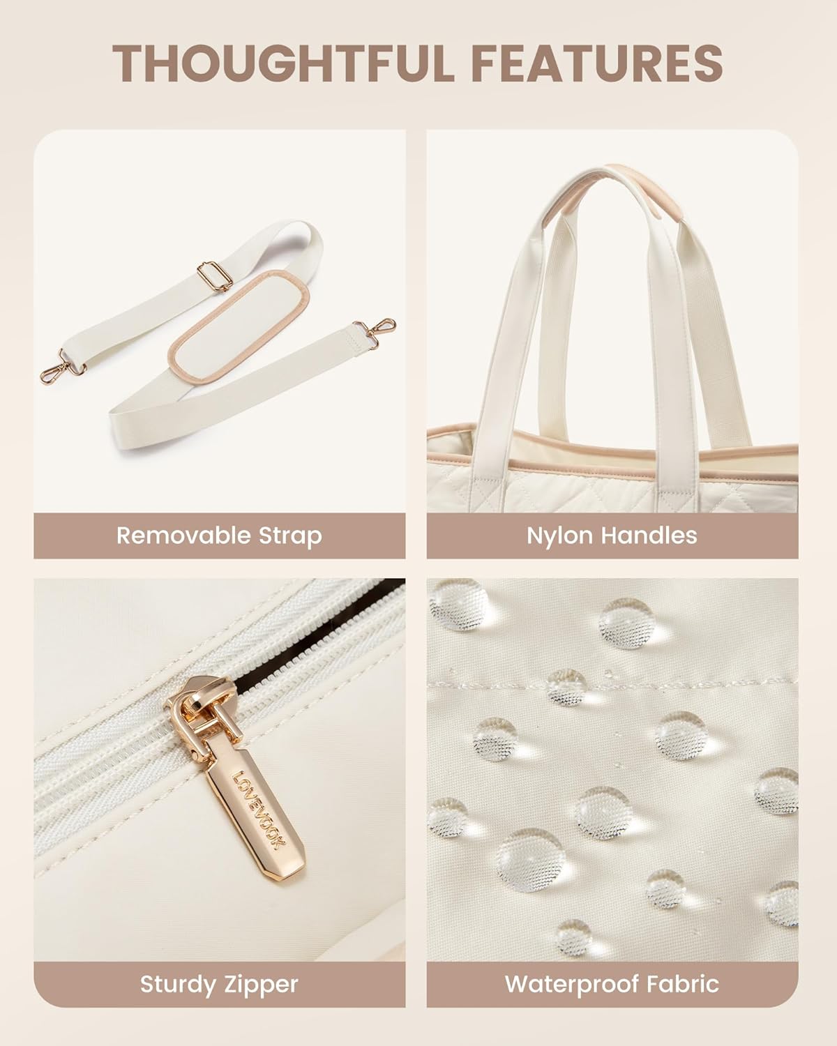 LOVEVOOK Tote Bag for Women, Puffer Work Tote Bag with Zipper, Quilted Nurse Teacher Shoulder for Daily,Travel,Gifts for Her - Image 7