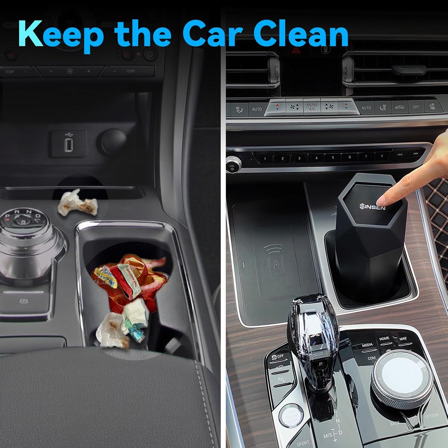 SINSEN Car Safety Hammer Flashlight, Tactical Emergency Rescue Tool and Portable Car Trash Can