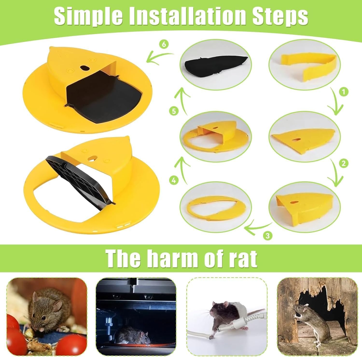 2026 New Mouse Trap Bucket,Rat Trap Bucket lid Mouse/Rat Trap with Automatic Reset Multi-Trap/Humane Trap Indoor Outdoor no See Kill Compatible with 5 Gallon Bucket (3) - 3