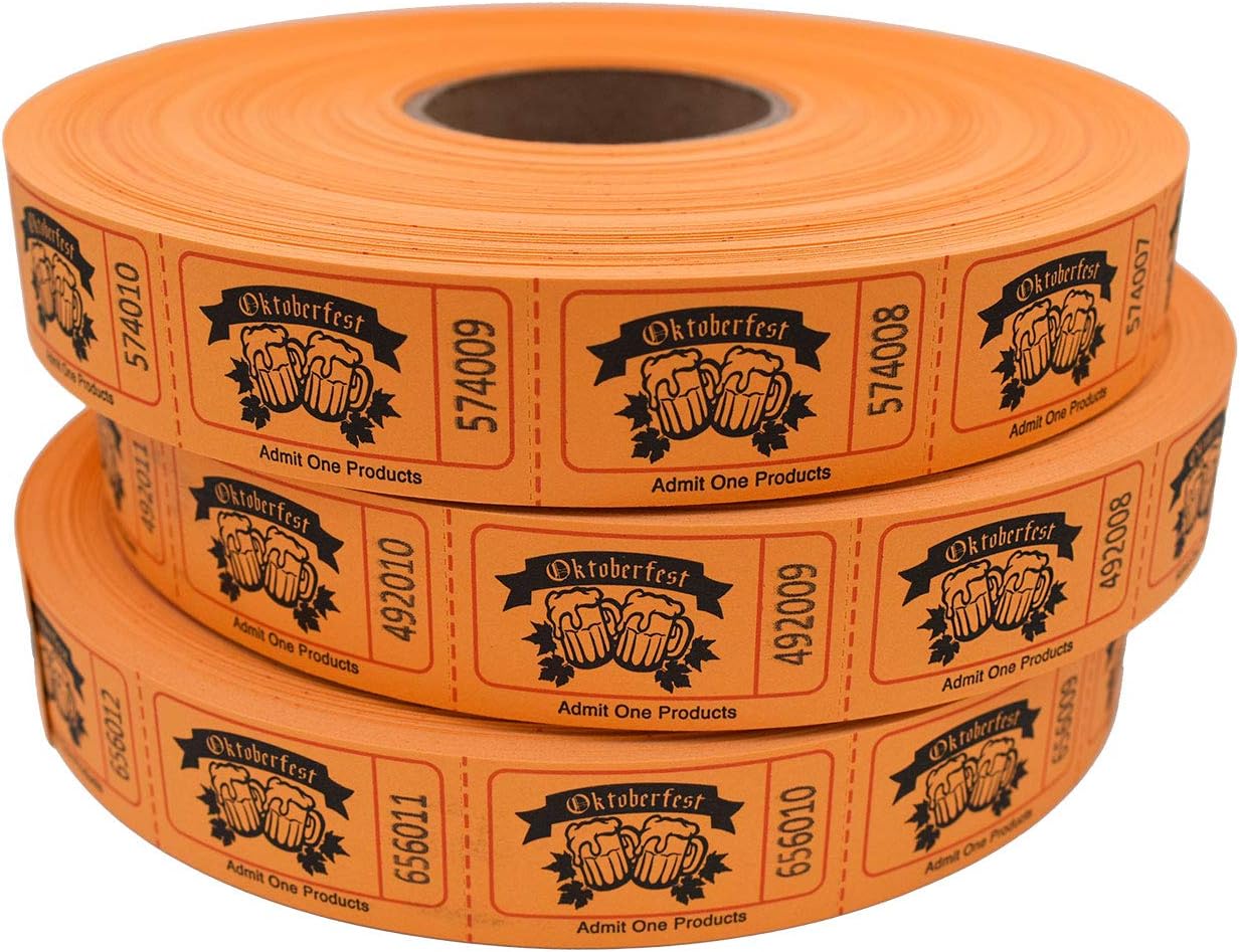New Style -"Oktoberfest" Single Roll Tickets - 3-Pack Orange (6,000 Tickets)