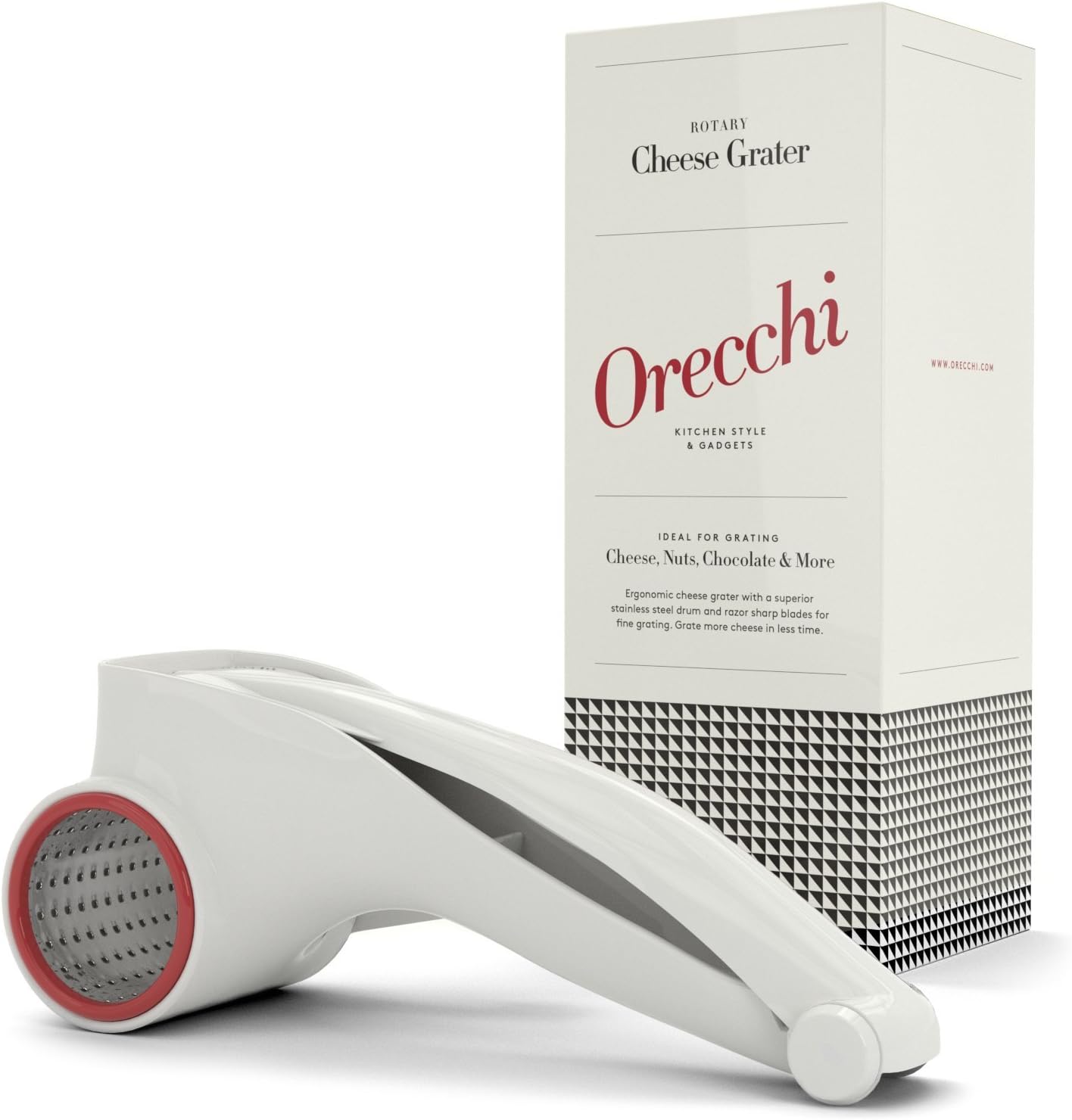 Rotary Cheese Grater - Handheld Cheese Cutter Slicer Shredder with One Stainless Steel Drum - Multi Purpose Parmesan Cheese Grater