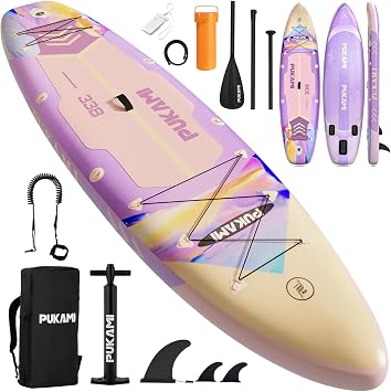 PRETZI Inflatable Stand Up Paddle Board 11 x 33", Extra Wide Inflatable Paddleboards, All Around SUP for Beginners with Lightweight Paddle, Pump, Leash, Backpack, Non-Slip EVA Deck Pad
