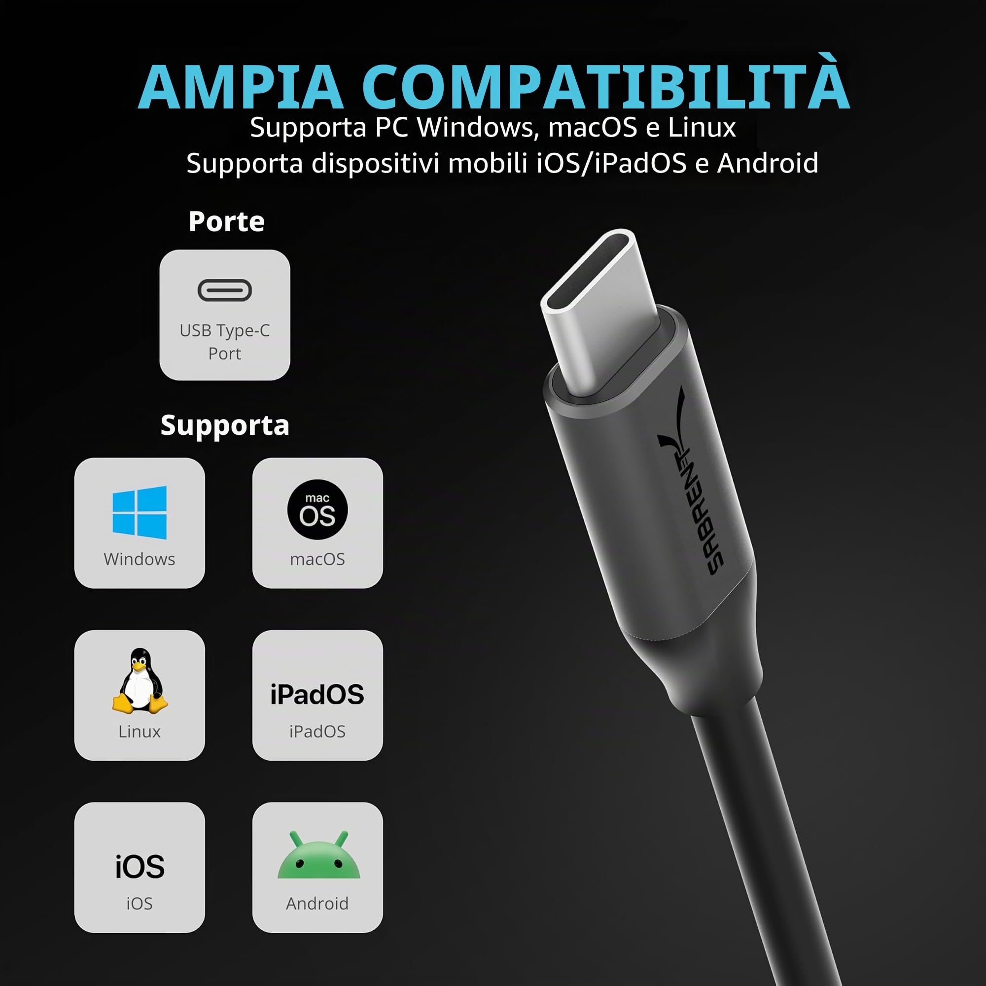 SABRENT Adattatore audio da USB di tipo C a 3,5 mm con PD da 100 W, scheda audio esterna USB C per cuffie, microfono, altoparlanti, uscita stereo, 24 bit, 96 KHz, compatibile con laptop, tablet