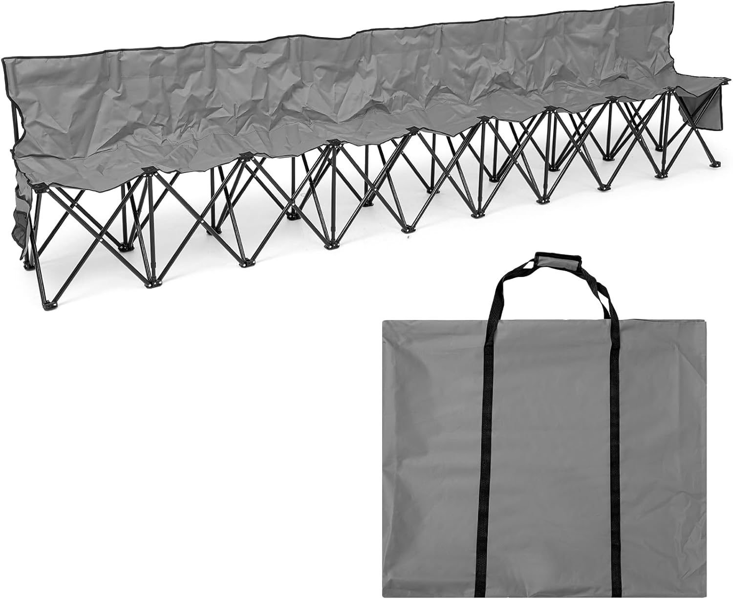 Kigley 9 Seater Folding Soccer Bench Chair Portable Team Sports Sideline Bench for Football Camp Travel Events Outdoor Seating with Storage Bag