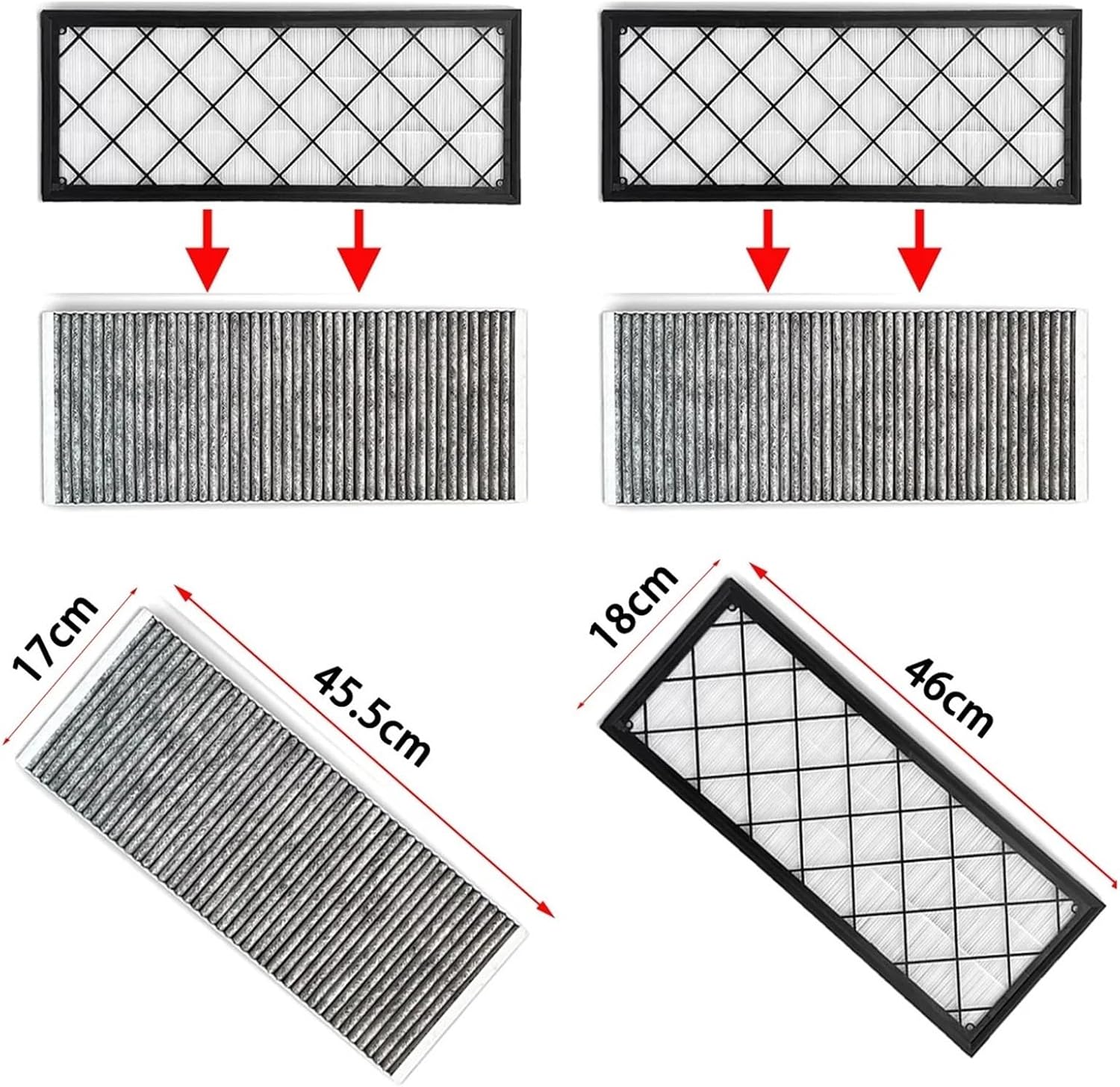 4PCS External Air Conditioning Filter Carbon Cloth Filter Suitable For 2020-2024 Activated Carbon Filter Cartridge