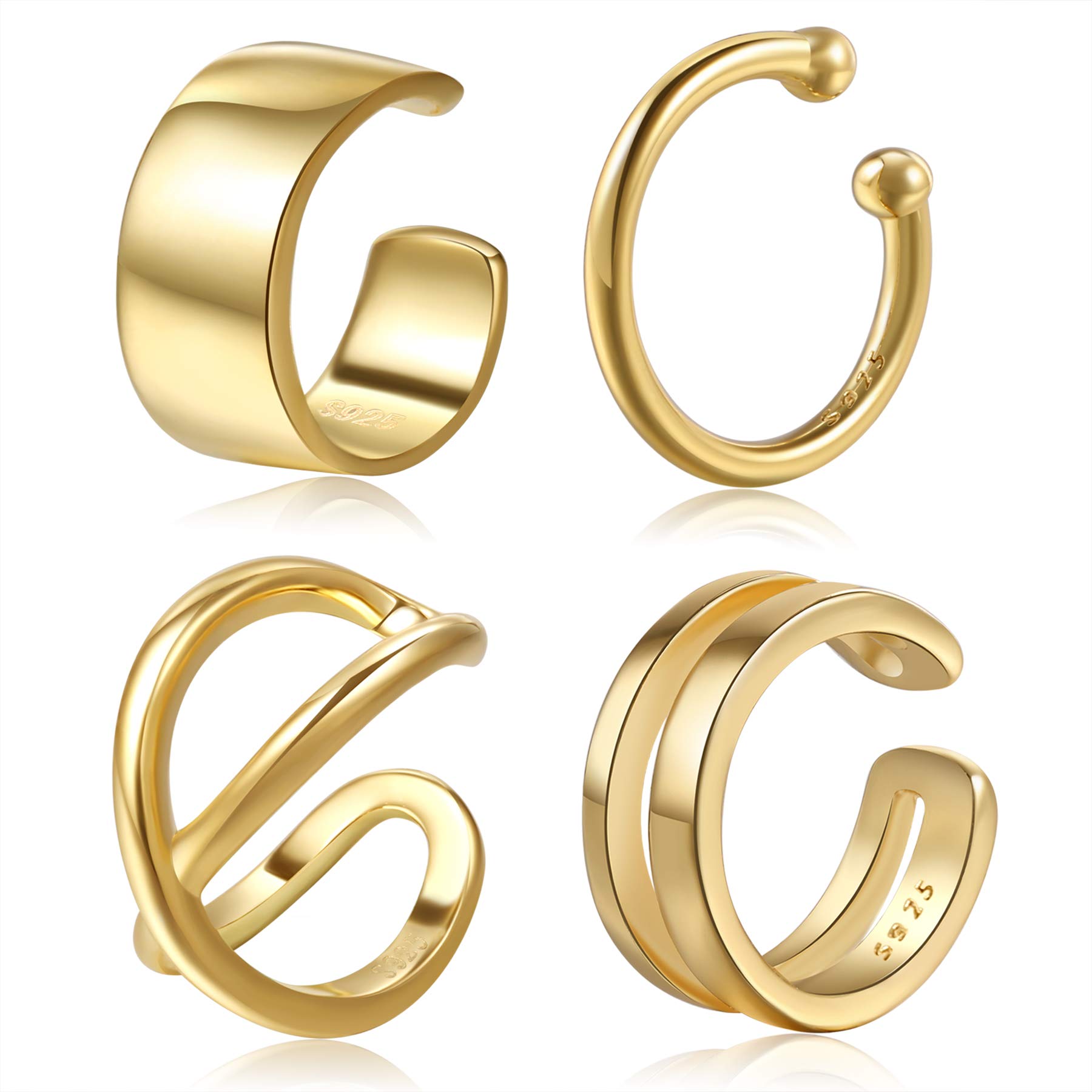 CHIC & ARTSY Ear Cuff Set Damen Ohrmanschette Ohrringe 925 Sterling Silber Earcuffs Set Helix Knorpel Ohrmanschette Ohne Ohrloch Wickelohrring Fakepircings Ohr Cuffs Ohrklemme