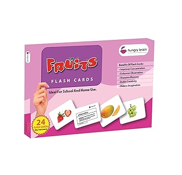Hungry Brain Fruits Kids Flash Cards | Early Learning Picture Cards | Montessori Educational Toy | Age 3 Month to 6 Years