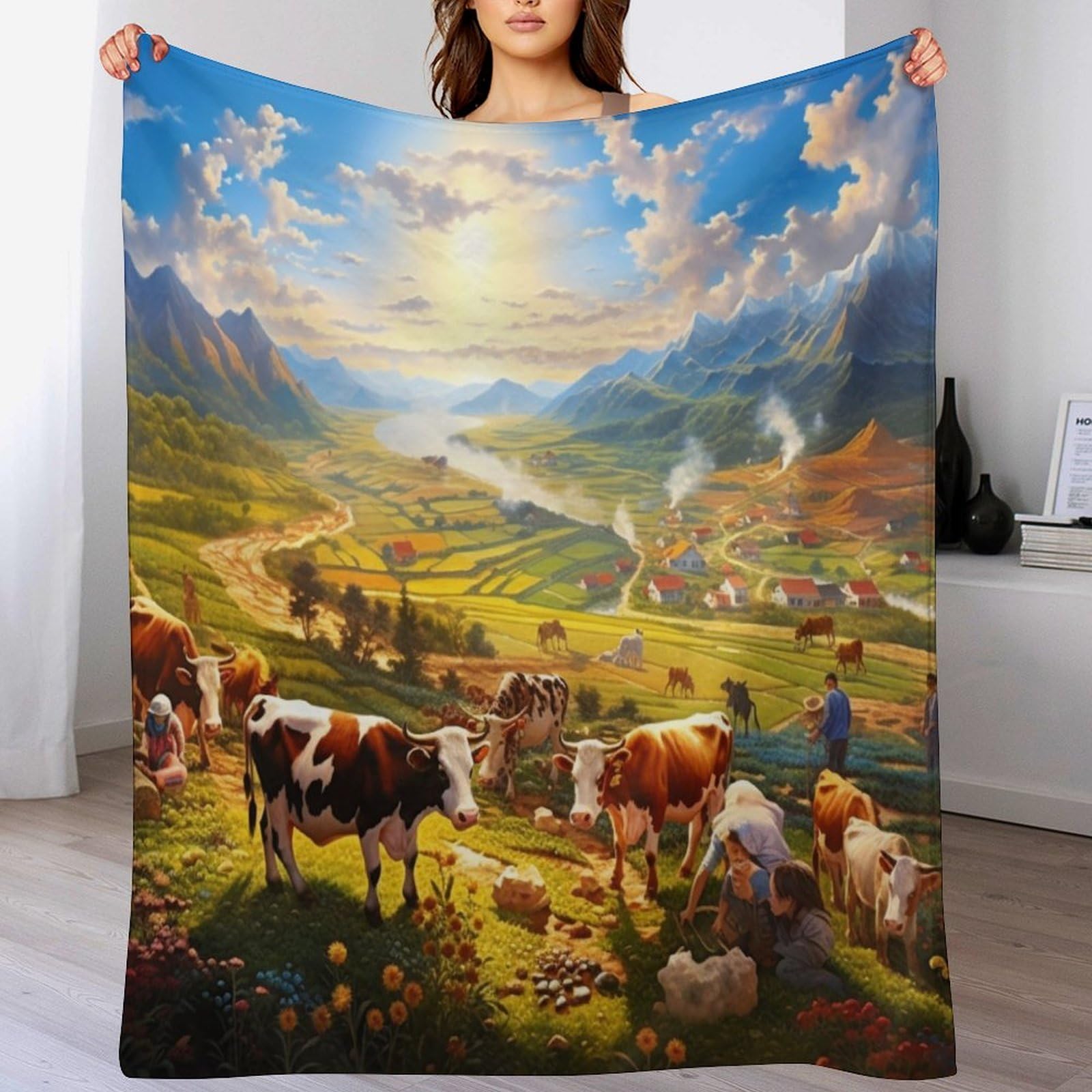Plaid couverture polaire vache jeté de canapé flanelle lit douce 130x180
