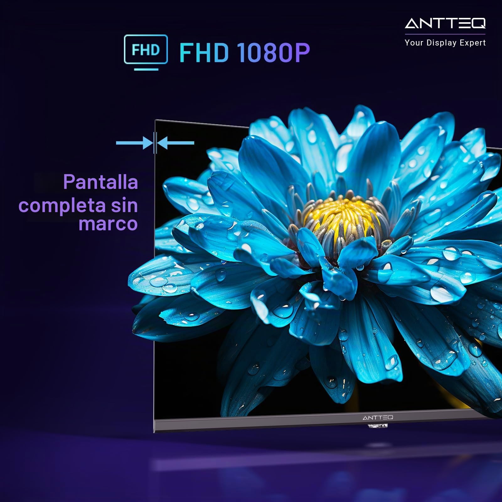 Antteq Vita Smart TV 32 Pulgadas,(Televisores 81cm) 2K D-LED,App Store,Share to TV,Netflix/Youtube/Pluto TV,WiFi,Modelo 2024