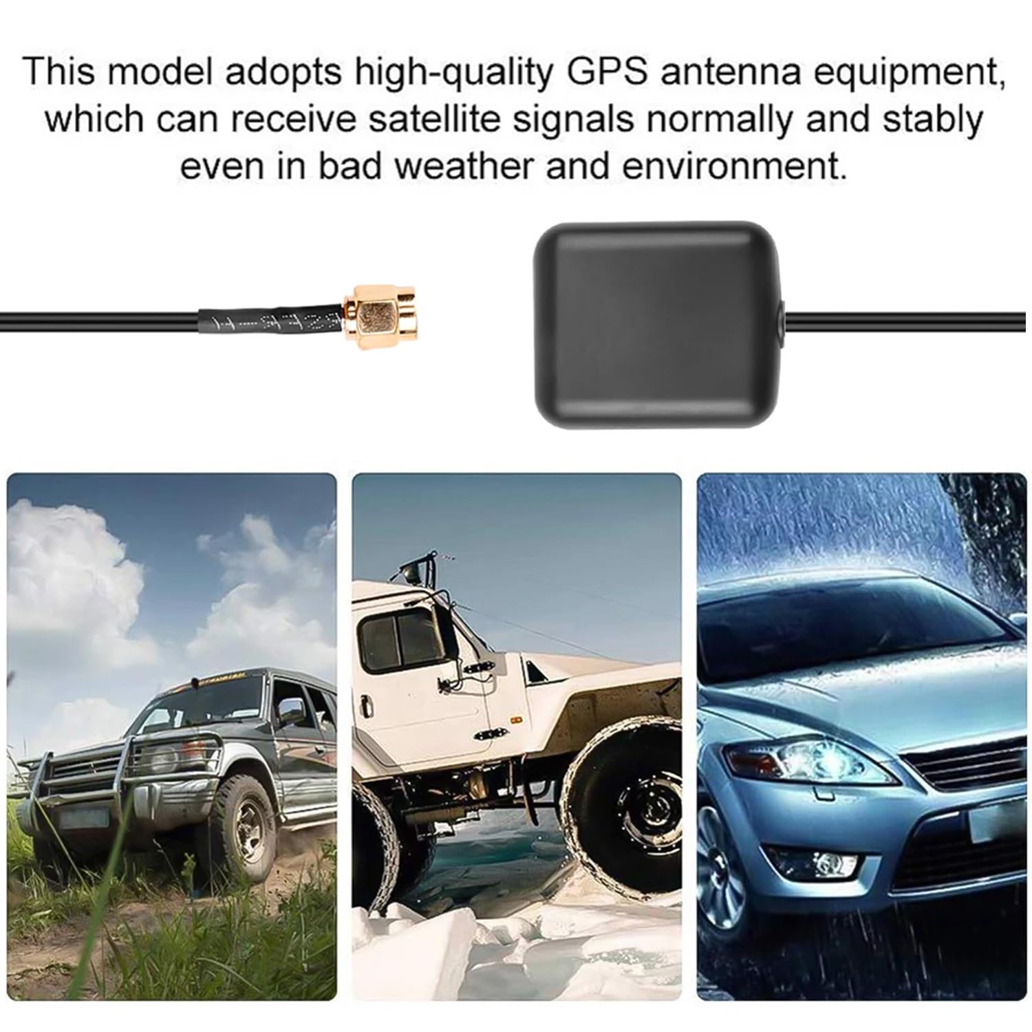 Greluma Antenna GPS Attiva Impermeabile 4m SMA Maschio per Veicoli