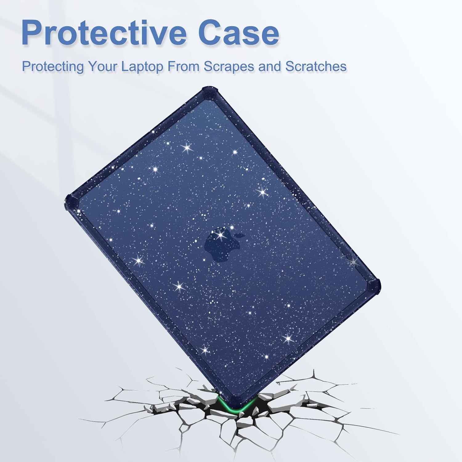 MOSISO Compatible with MacBook Air 15 inch Case M5 2026 M4 M3 M2 2025-2023 A3448 A3241 A3114 A2941, Crack-Resistant Heavy Duty Glitter Hard Case with TPU Bumper&Keyboard Cover&Screen Film, Navy Blue
