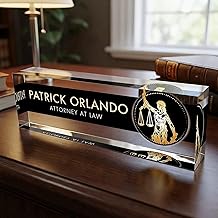 Artblox Office Desk Name Plate Personalized | Custom Name Plates for Desks | Lawyer Design On Clear Acrylic Glass | Office Desk Decor - (8" x 2.5")