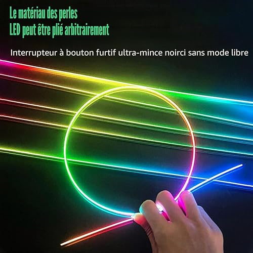 Luci ambiente per interni auto HMYC, striscia in fibra ottica acrilica con 128 LED colorati 18 in 1, decorazione universale con molteplici modalità e sincronizzazione musicale, controllo tramite APP - 4