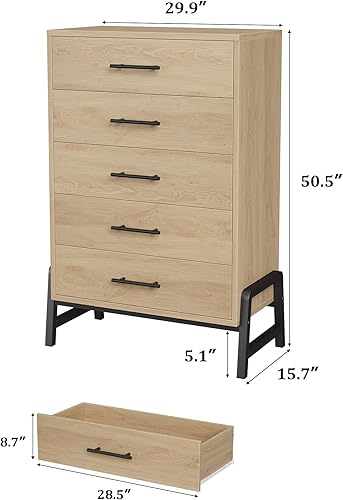Miniatura 2 de GarveeHome Cómoda para dormitorio, cajón de 50.5 pulgadas de alto con gran espacio de almacenamiento, armario de madera independiente para sala de