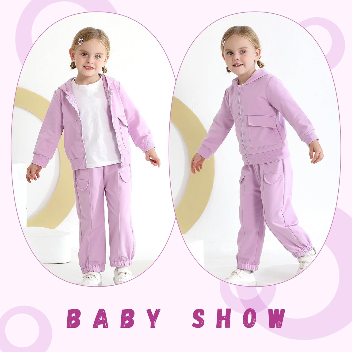 YOUNGER TREE Toddler Girls Fall Clothes Kids Hoodie Zipper Sweatshirt and Sweatpants Outfits Girls Winter Sweatsuit - Image 2