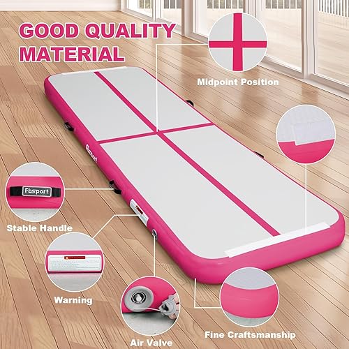 Miniatura 139 de FBSPORT - Colchonetas inflables de entrenamiento de 4 u 8 pulgadas de grosor, pistas de gimnasia para uso en el hogar, animadoras, yoga, Negro/Azul