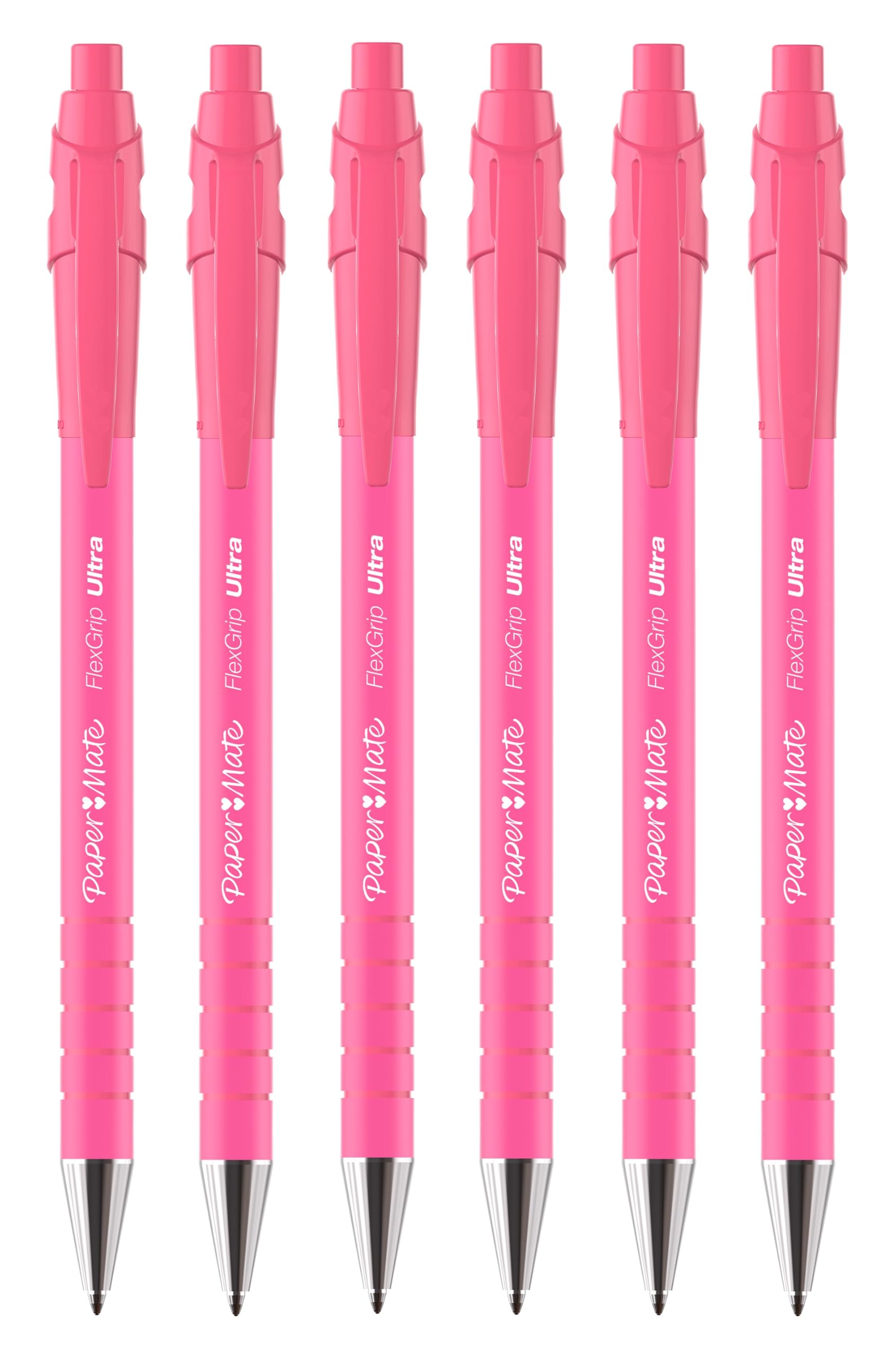 Paper Mate FlexGrip Ultra Retractable Ballpoint Pens, Pink, 1 count (Pack of 6)